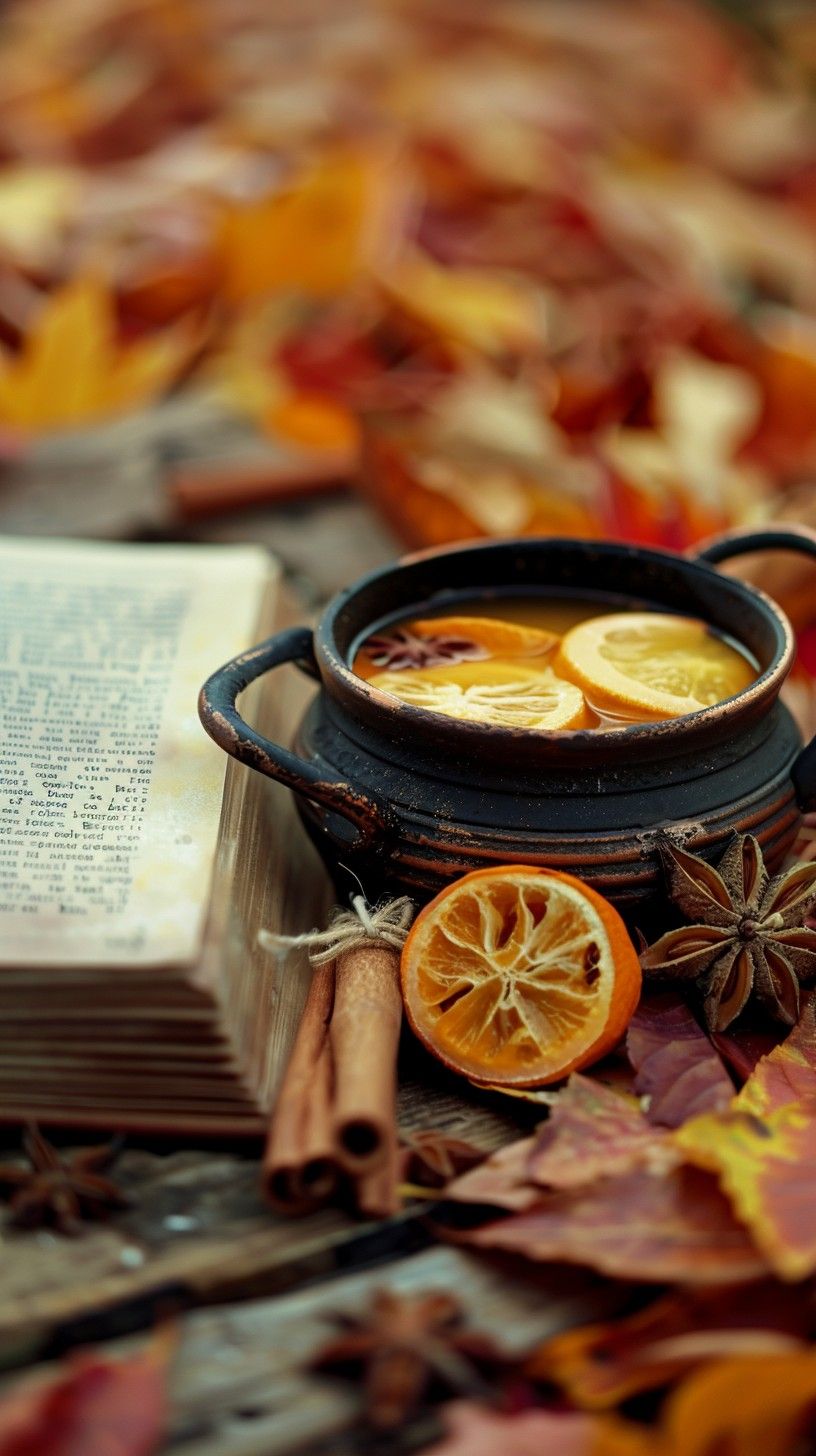 816x1456 Download Autumn Tea Time Image, Tea, Orange