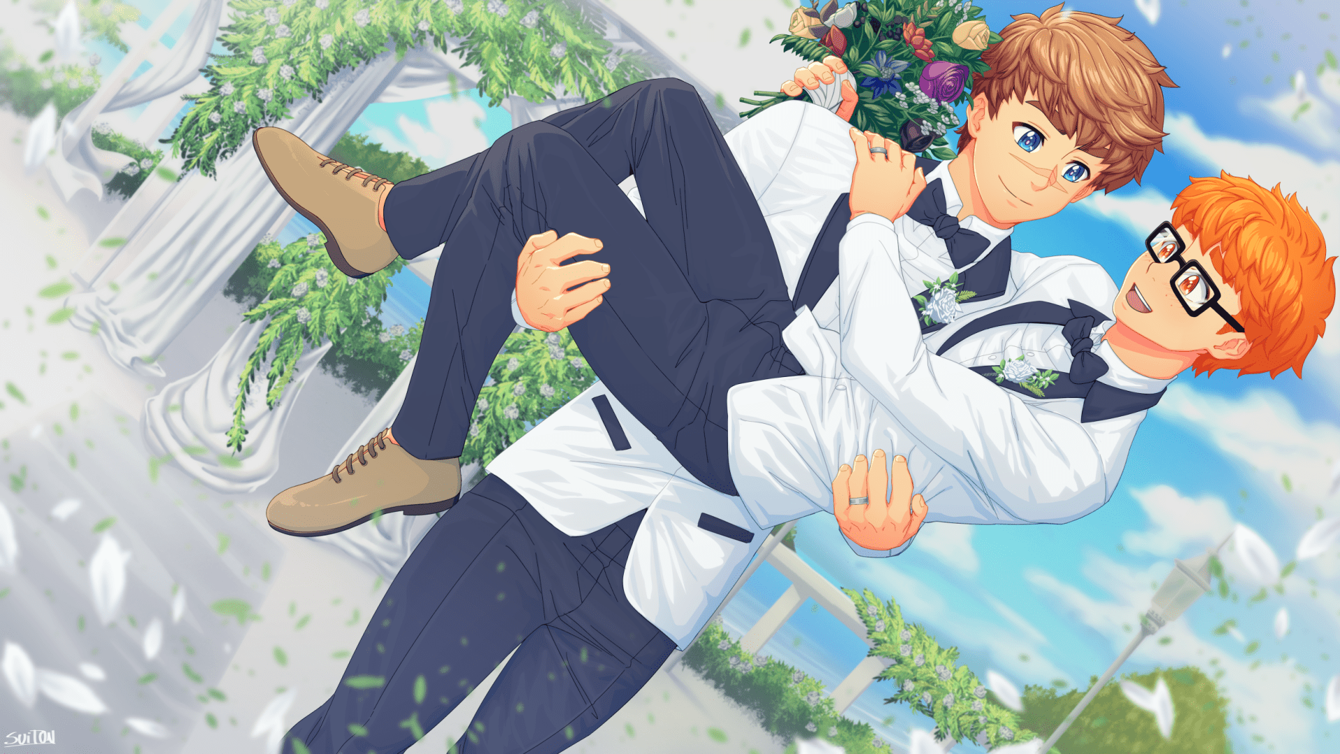 1920x1080 Garden Vows: Two Anime Boys HD Wallpaperx1404