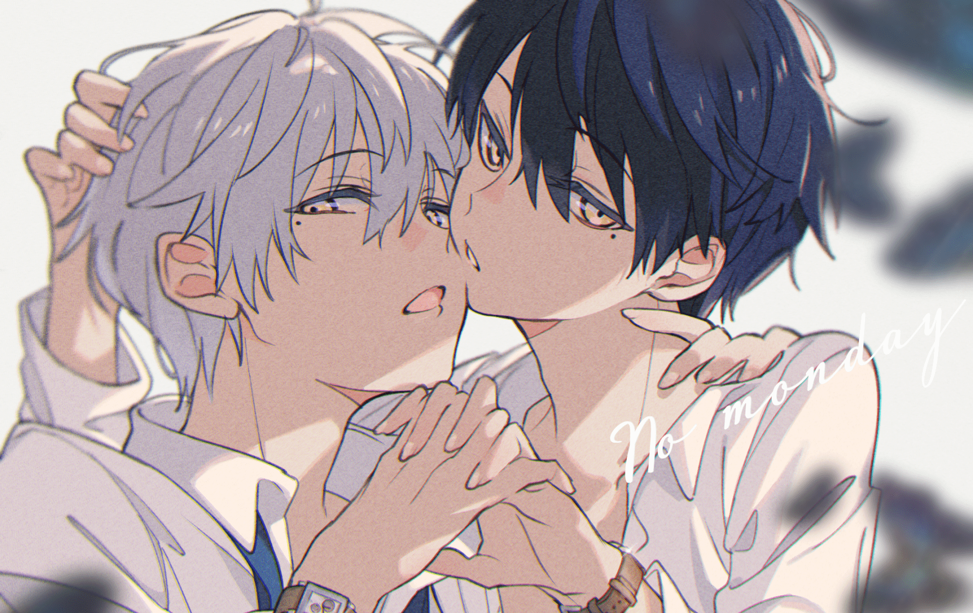 1920x1210 HD Anime Boys Close Up: A Tender Moment In Focus By 心⑩x1350