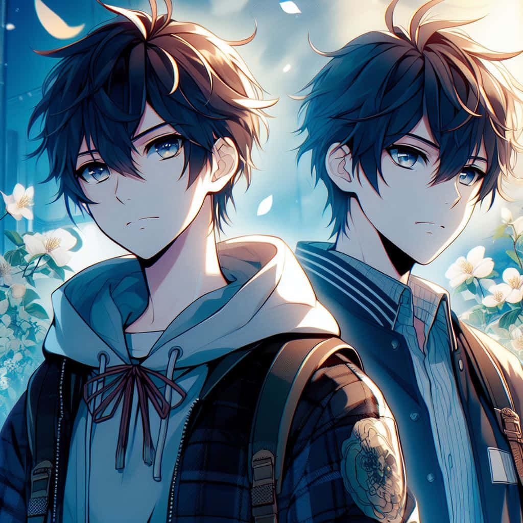 1024x1024 Download Twin Anime Boys Night Scene Wallpaper