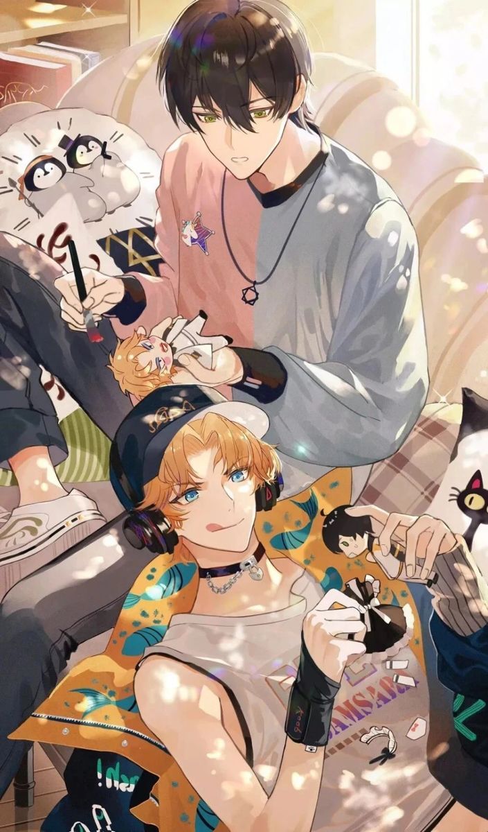 705x1200 Cute cats anime wallpaper. Two anime best friends guys, Anime boys and girls, Anime anime couple