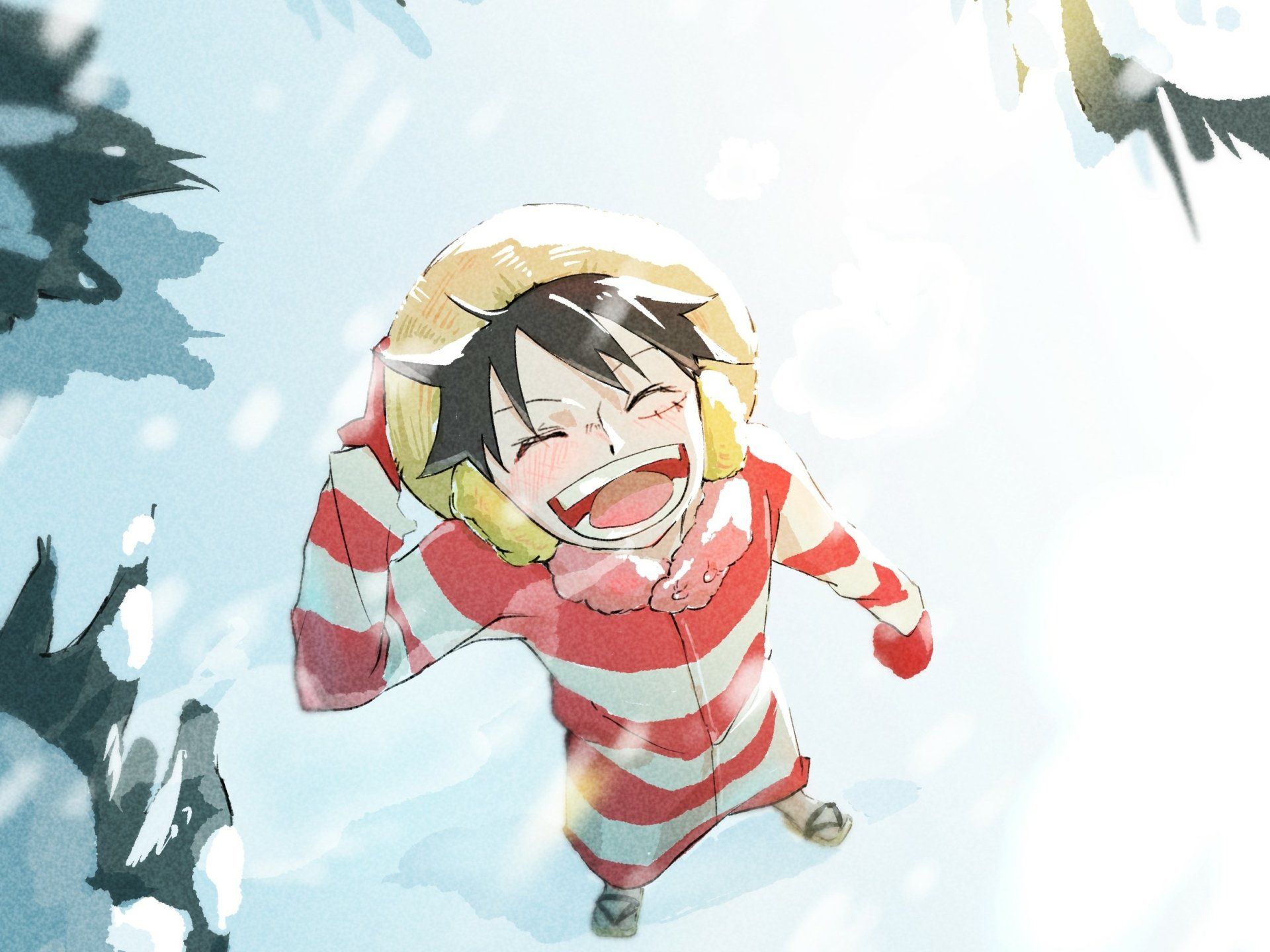1920x1440 Luffy's Joyful Winter Adventure. One Piece HD Wallpaper