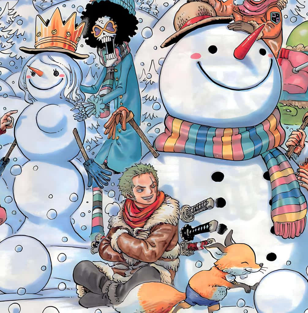 1006x1024 Download One Piece Christmas Snowman Fun Wallpaper