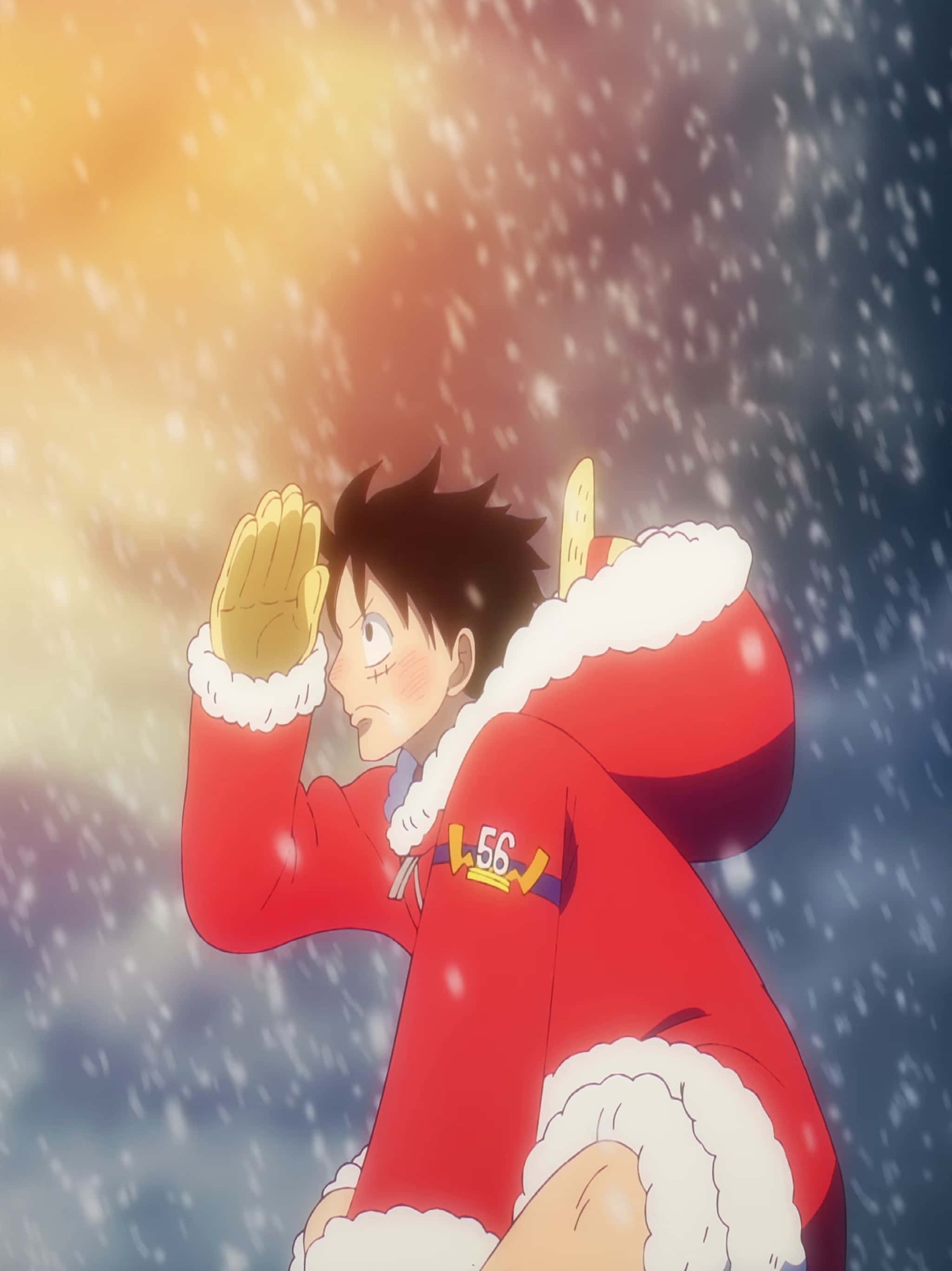 2048x2732 Download One Piece Luffy Santa Costume Wallpaper