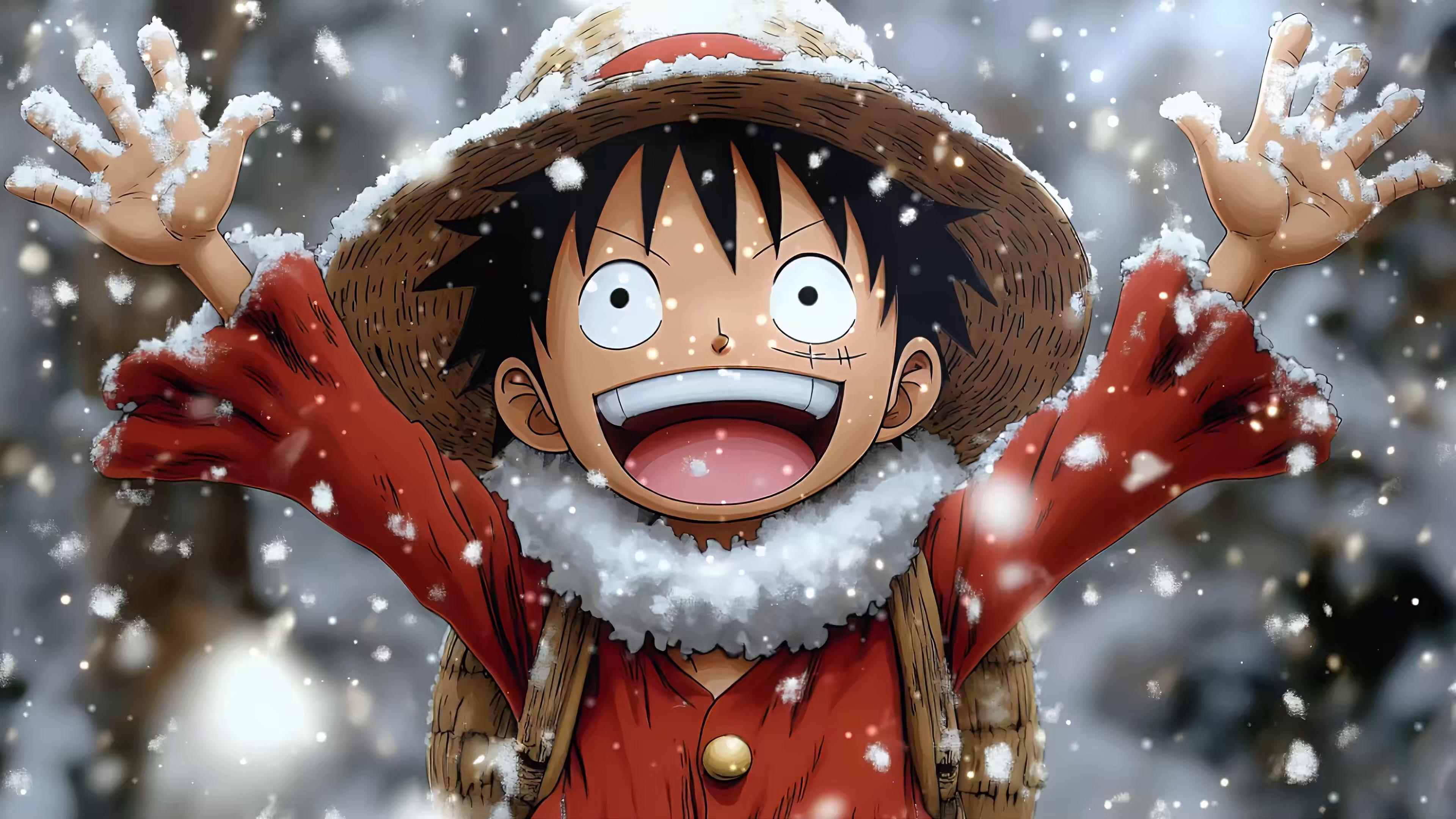 3840x2160 Child Luffy in Winter Live Wallpaper