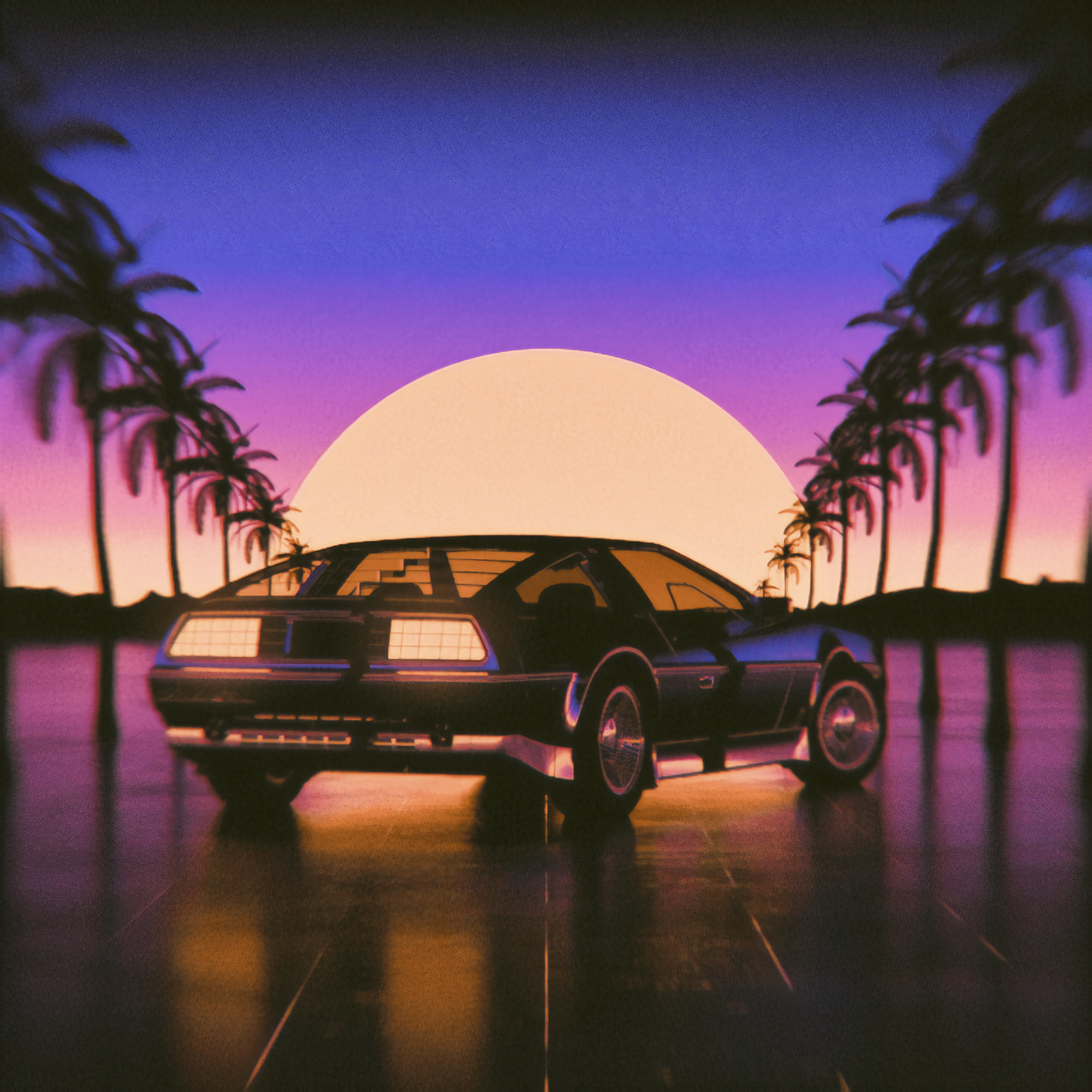 2880x2880 Delorean Moody Sunset [2880x1620]