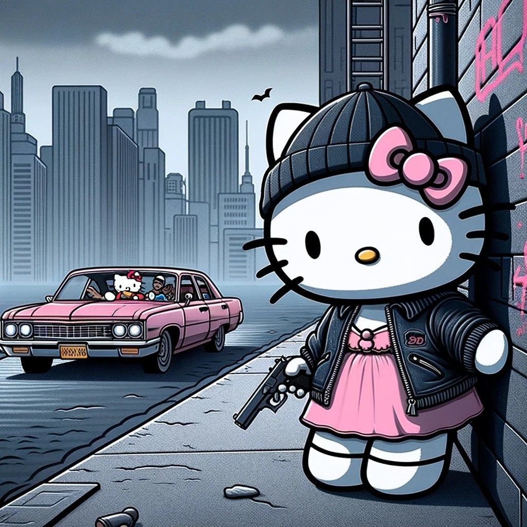 1024x1024 Hello Kitty Gangster Wallpaper