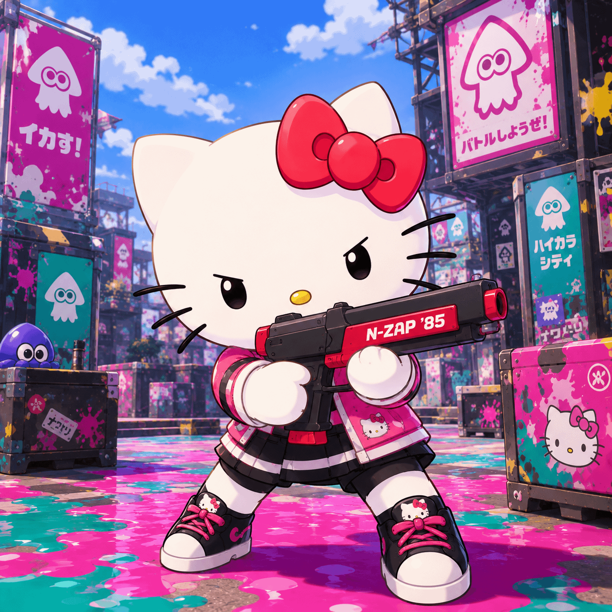 1254x1254 Hello Kitty Splatoon Theme : R AICommunity_Art