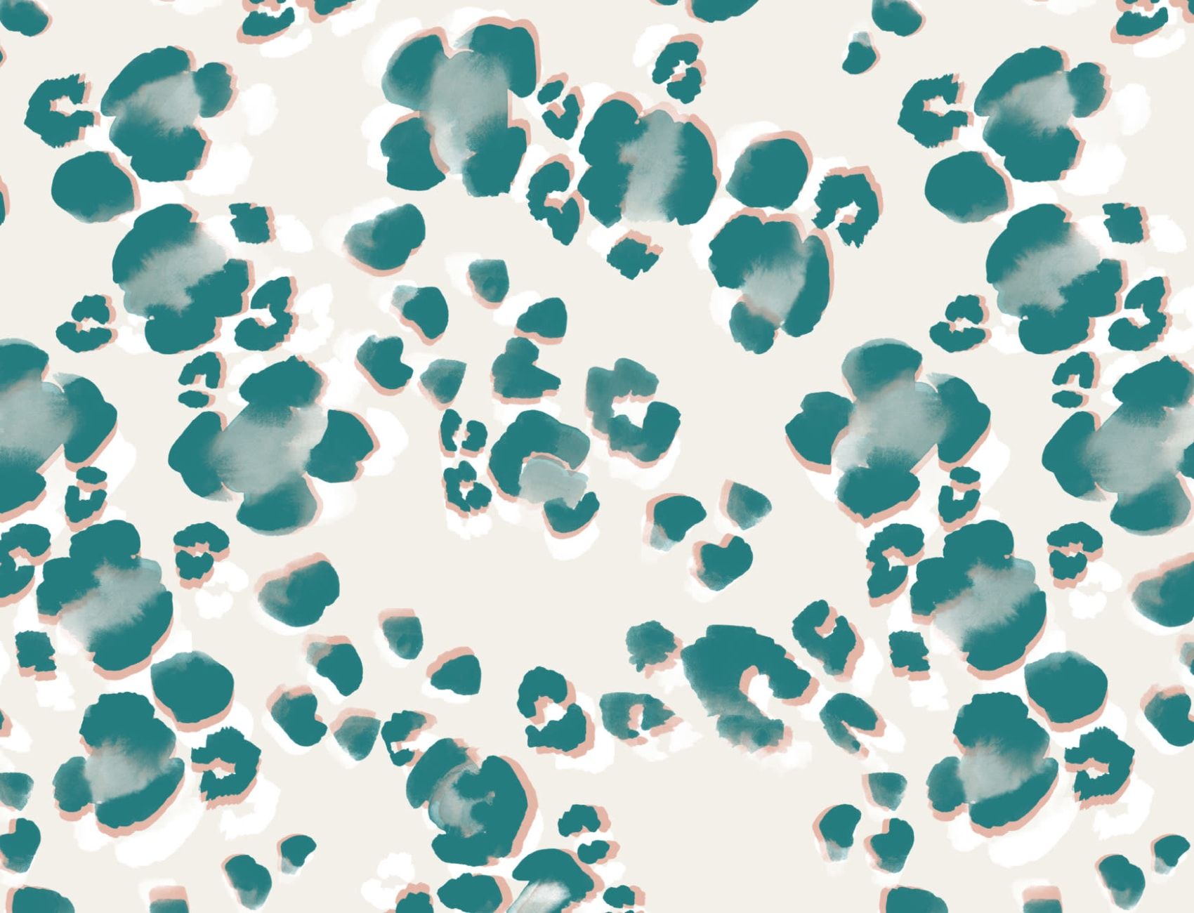 1700x1300 Wallpaper Teal Maximalist Leopard Spots Repeat Pattern Wallpaper