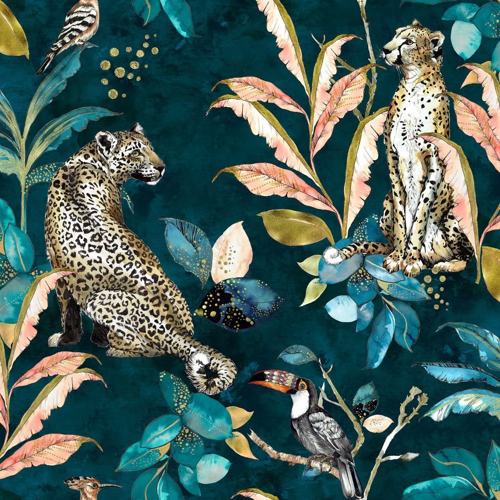 1024x1024 Tropical Cheetah Wallpaper. Designer Jungle Wallpaper