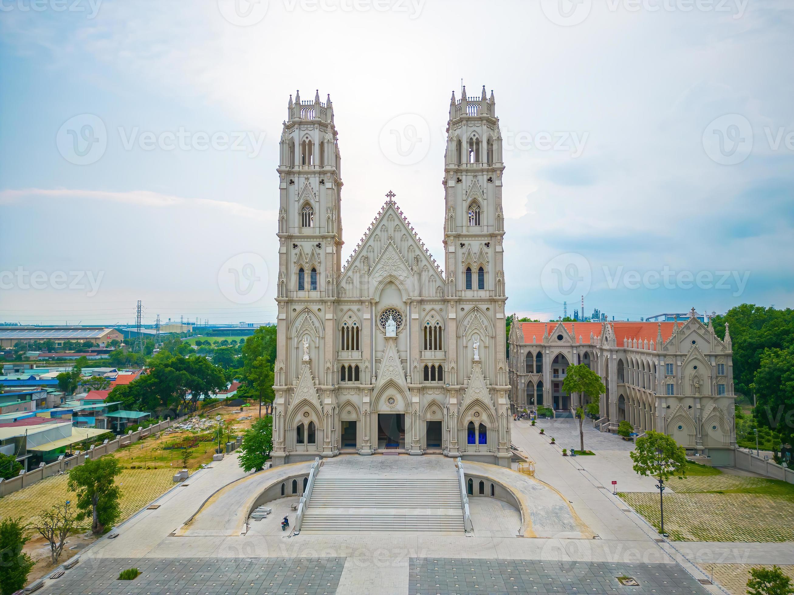 2613x1960 Song Vinh Church, also known as Parish Song Vinh in Phu My, which attracts tourists to visit spiritually on weekends in Vung Tau, Vietnam. Song Vinh Church have construction building look like