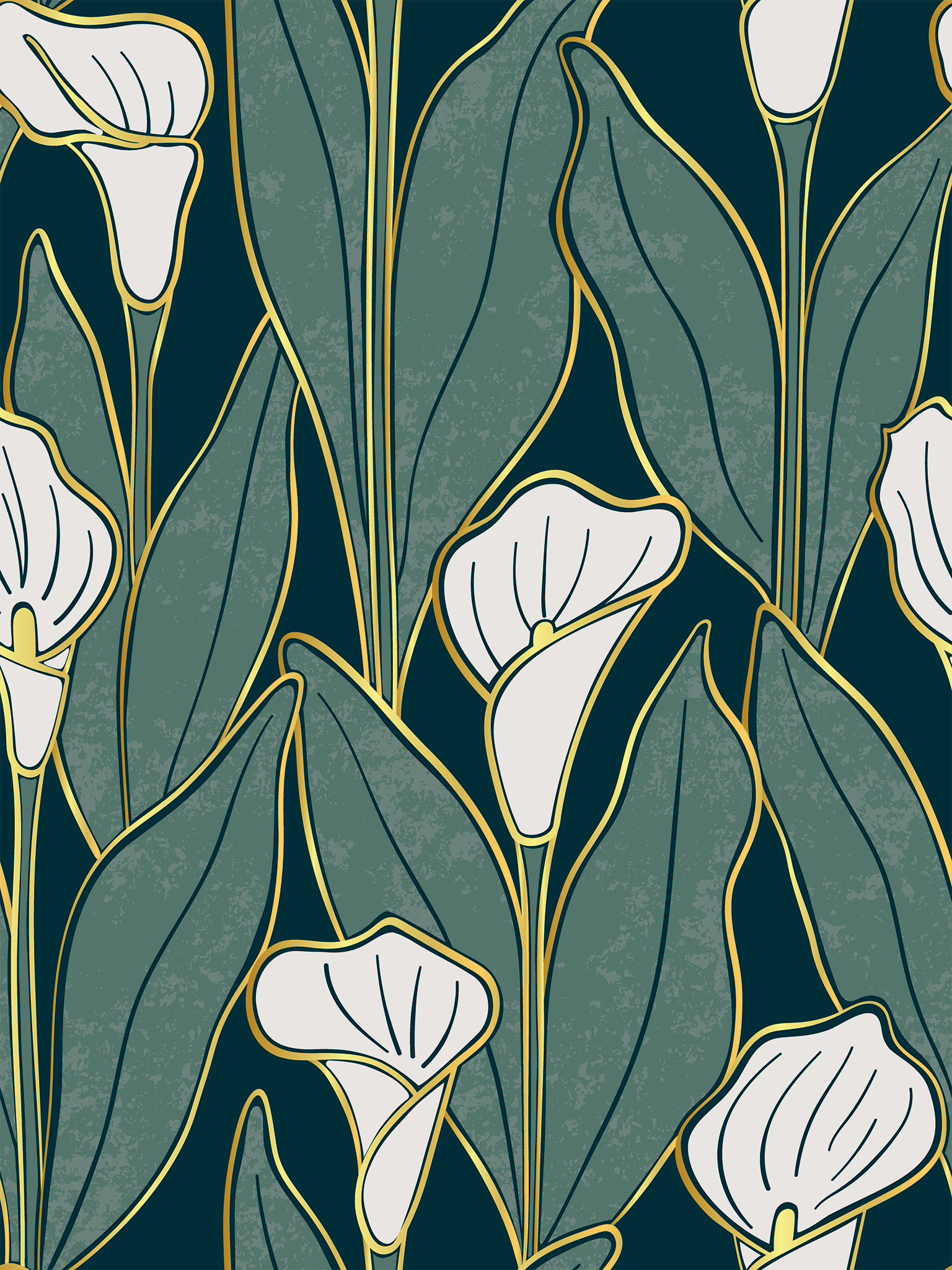1536x2048 Art Deco Calla Lillies Peel and Stick Wallpaper Deco, Floral, Flowers