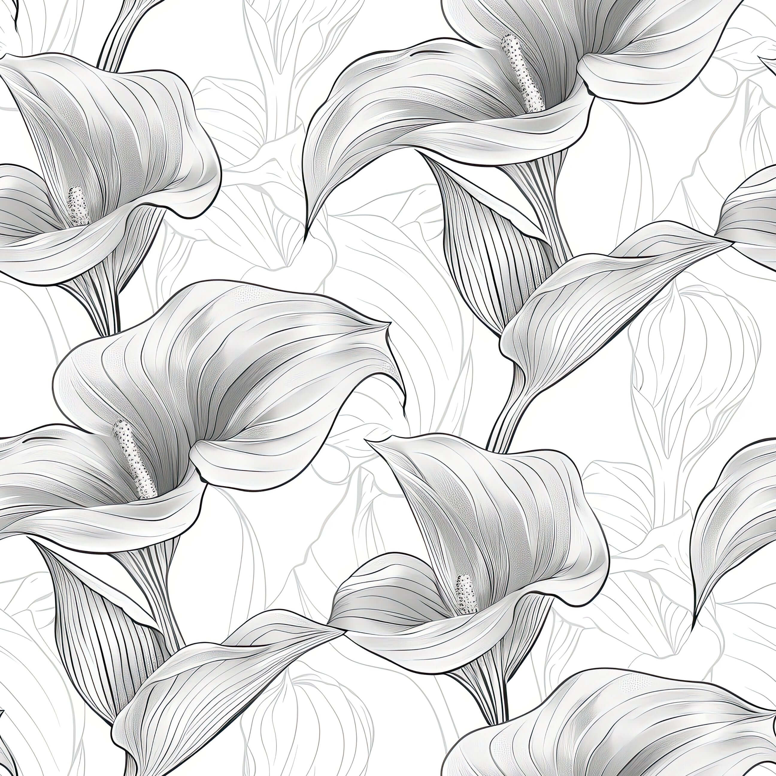 2592x2592 Monochrome Lily Grace Wallpaper