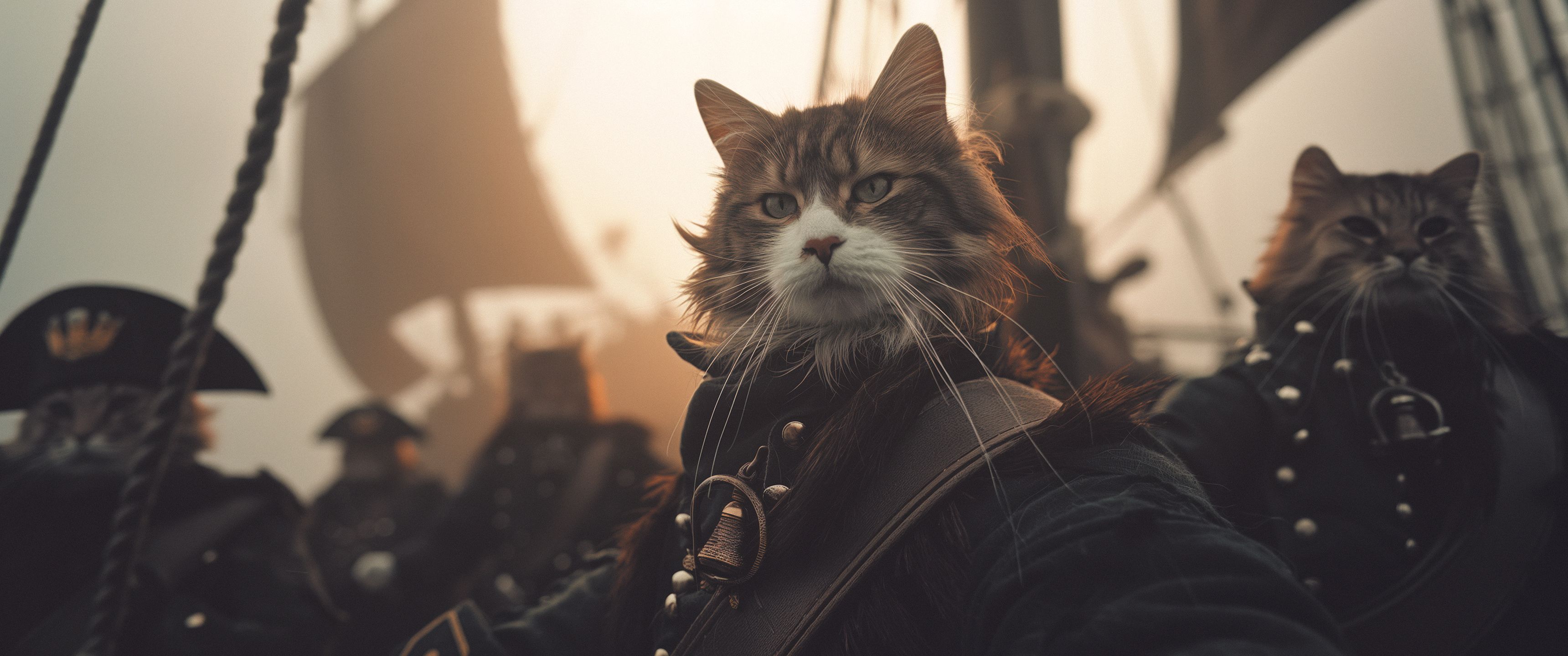 3440x1440 Naval Cats