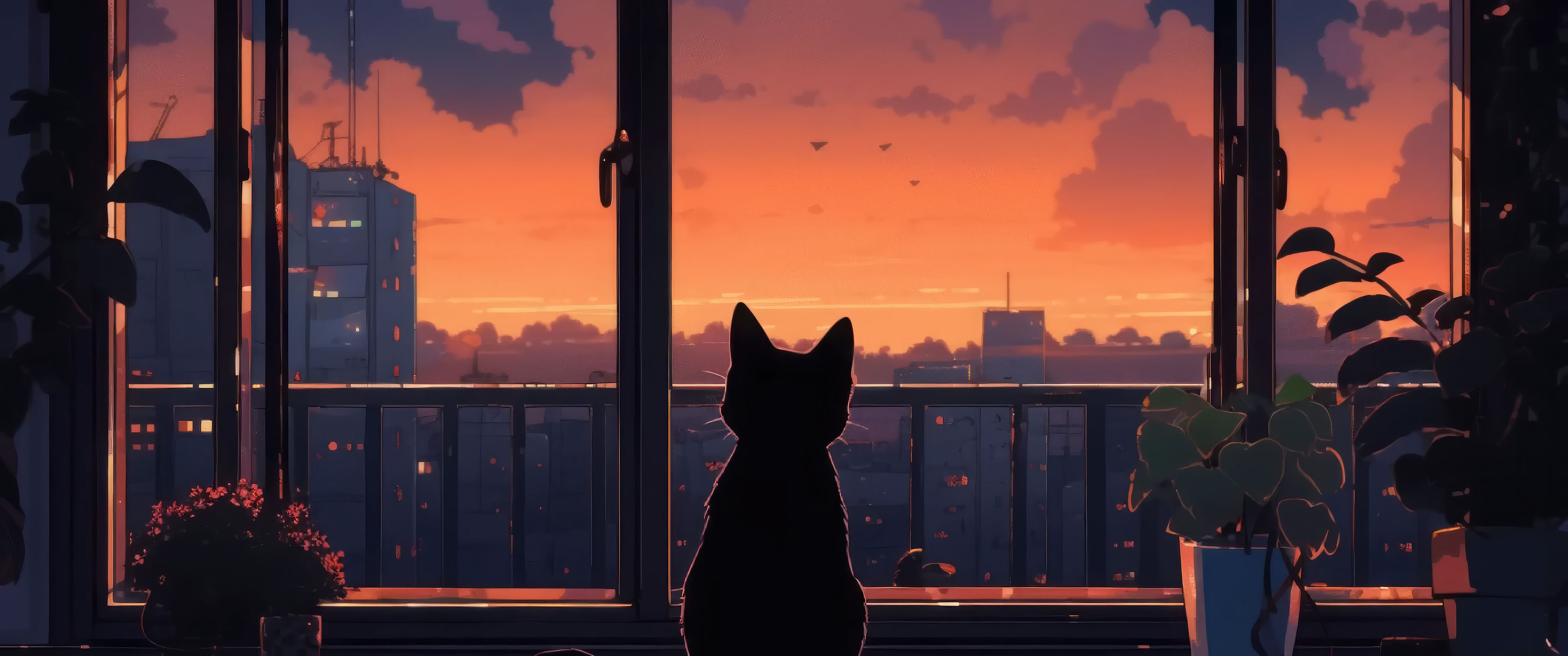 3440x1440 Cat Lofi Looking Outside UltraWide Quad HD 1440P , HD 4k Wallpaper , Image, Background, Photos and Picture