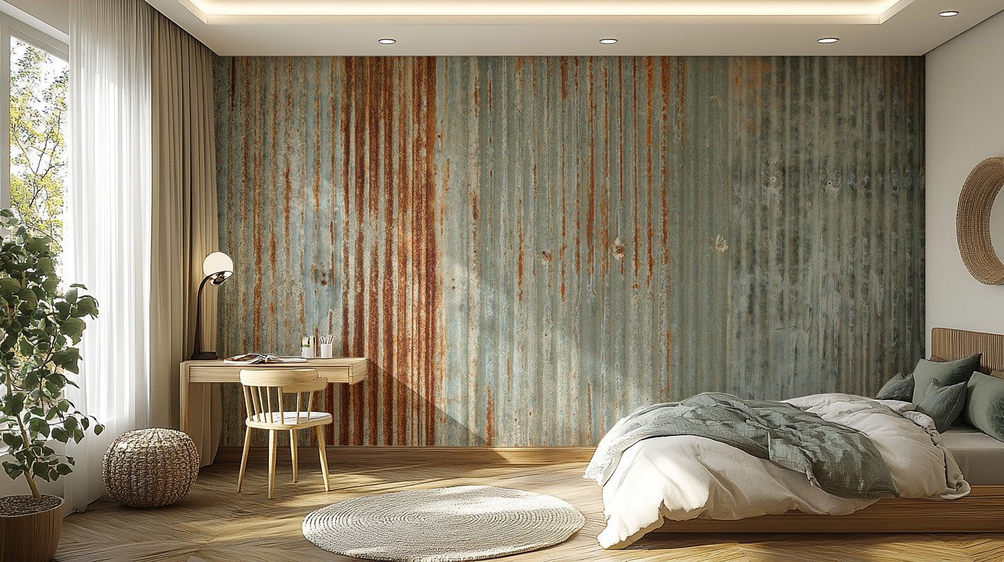 1456x816 Zinc Metal Wallpaper. Oxidized Rustic Murals