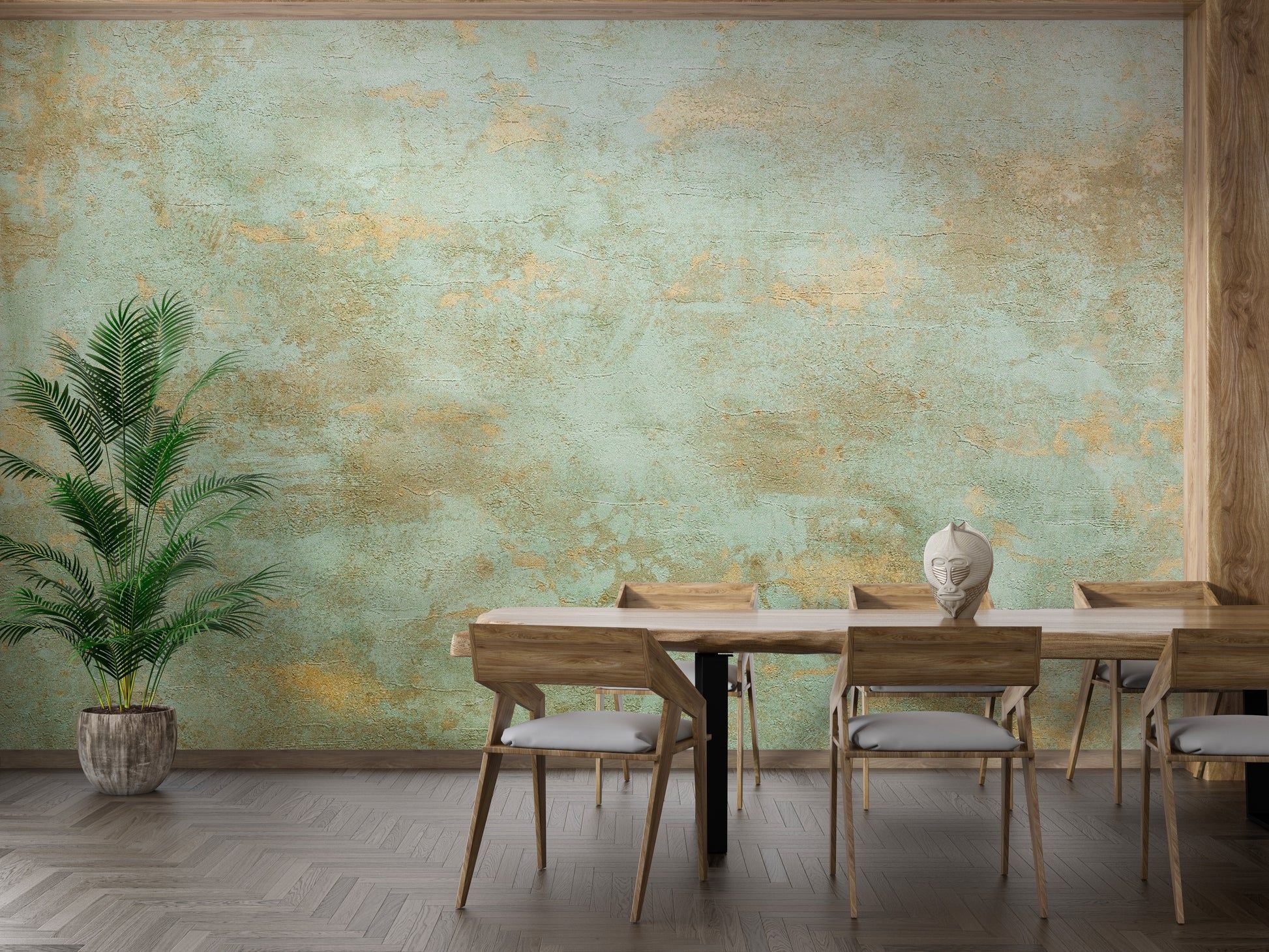 1946x1460 Oxidized Copper Wallpaper. Brass Patina Accent Mural