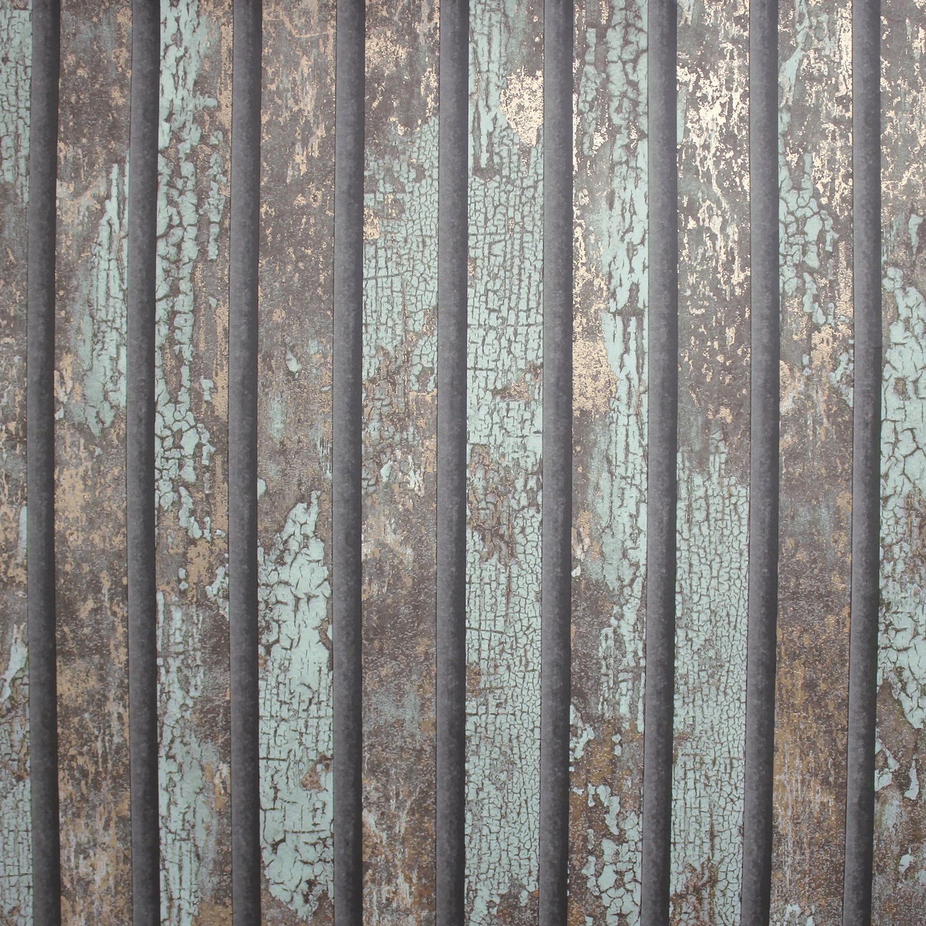 1800x1800 Fine Decor Oxidize Teal Vertical Slats Wallpaper, 20.5 In By 33 Ft
