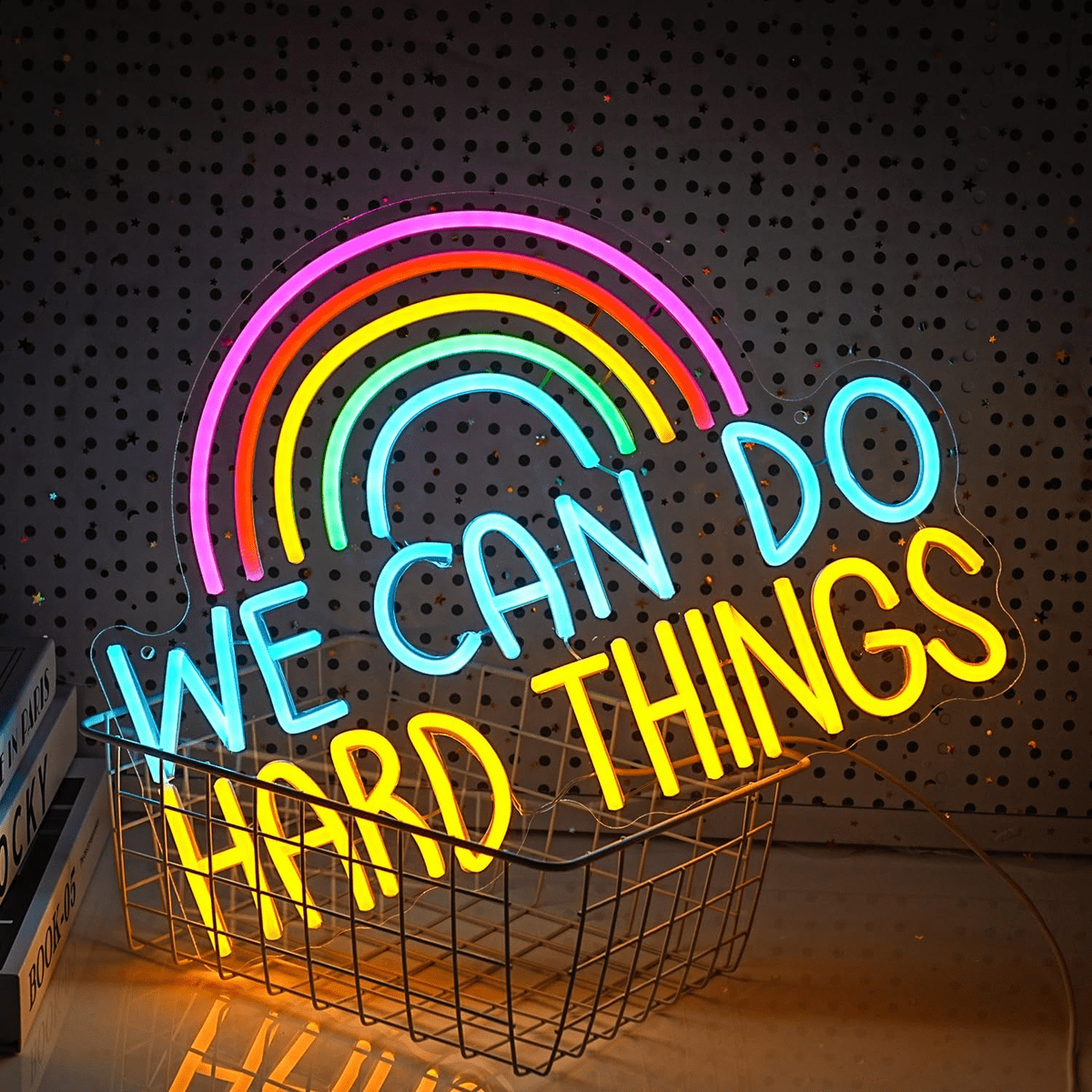 1200x1200 Dimmable Rainbow Neon Sign Can Do Hard Things USB Wall Decor