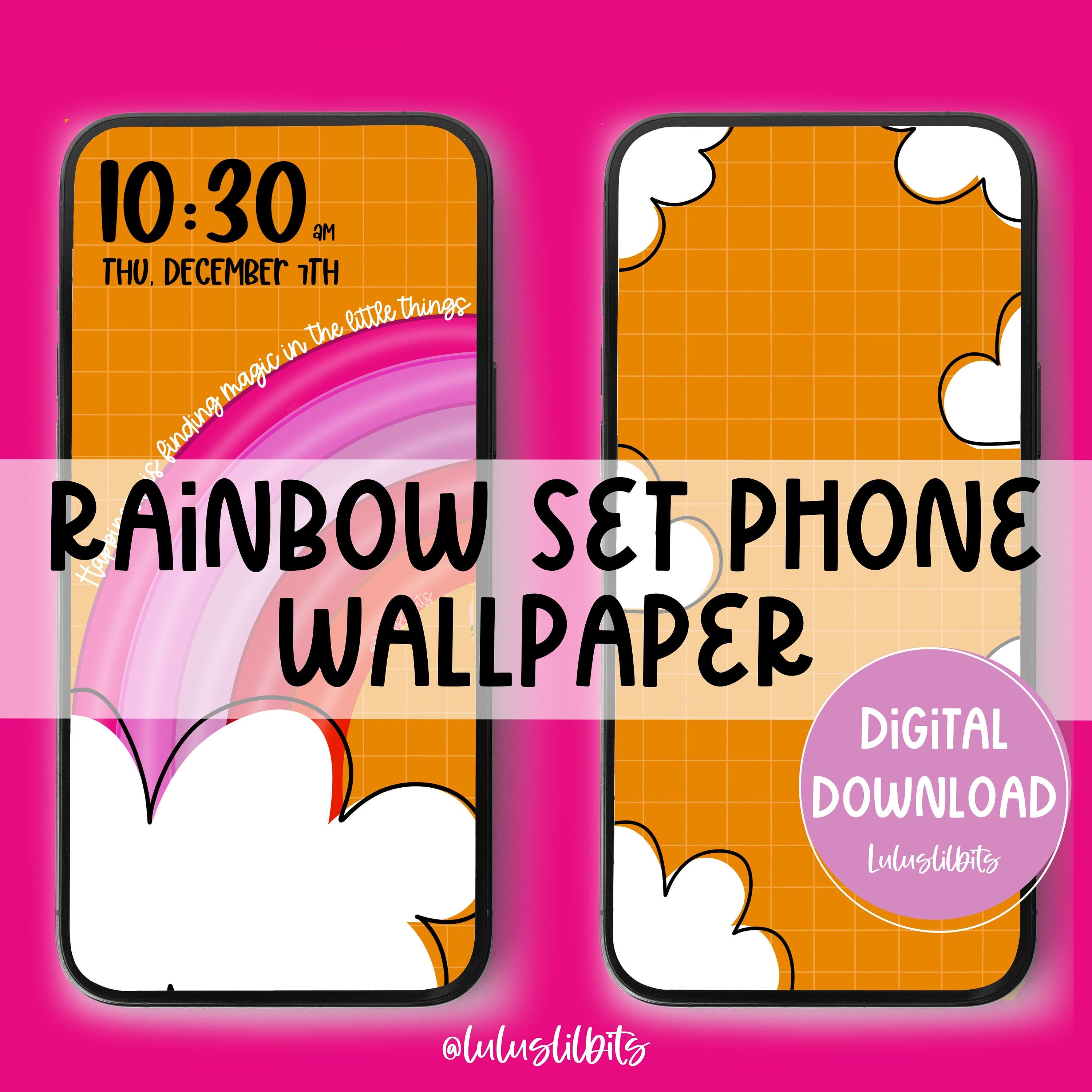 3000x3000 Retro Rainbow Phone Wallpaper. Lock & Home Screen (Digital Download)