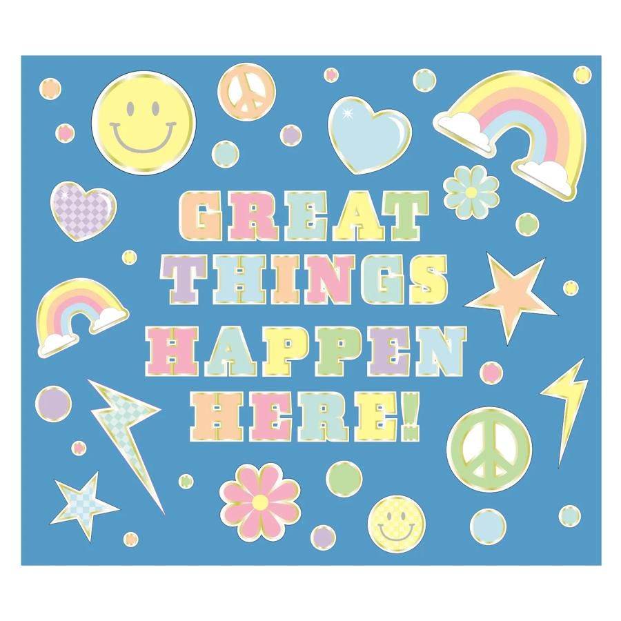 900x900 Pastel Rainbow Great Things Classroom Wall Mural Pc