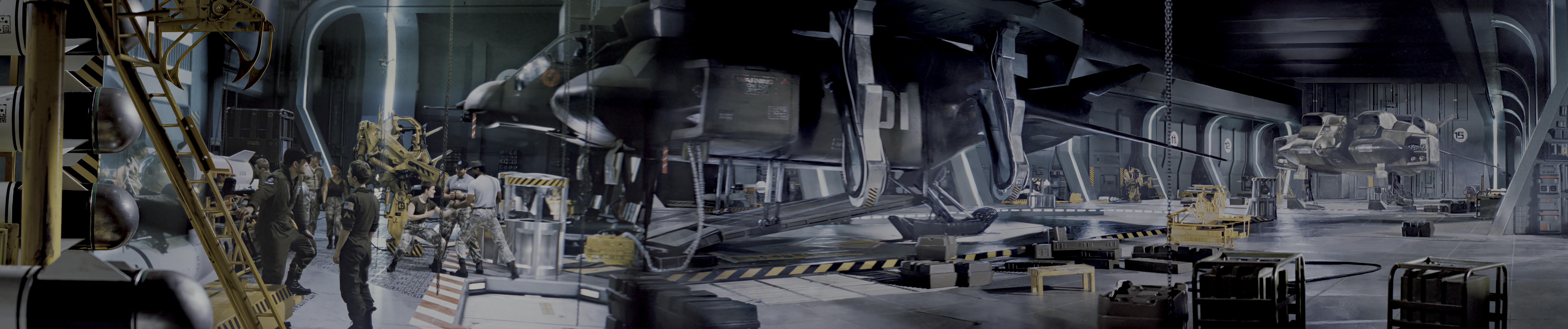 9860x2068 Sulaco hanger wallpaper (for really wide monitors). This is a single image stitching together the panning shot of the hanger bay. I'm sure this has been done before, but a search gave