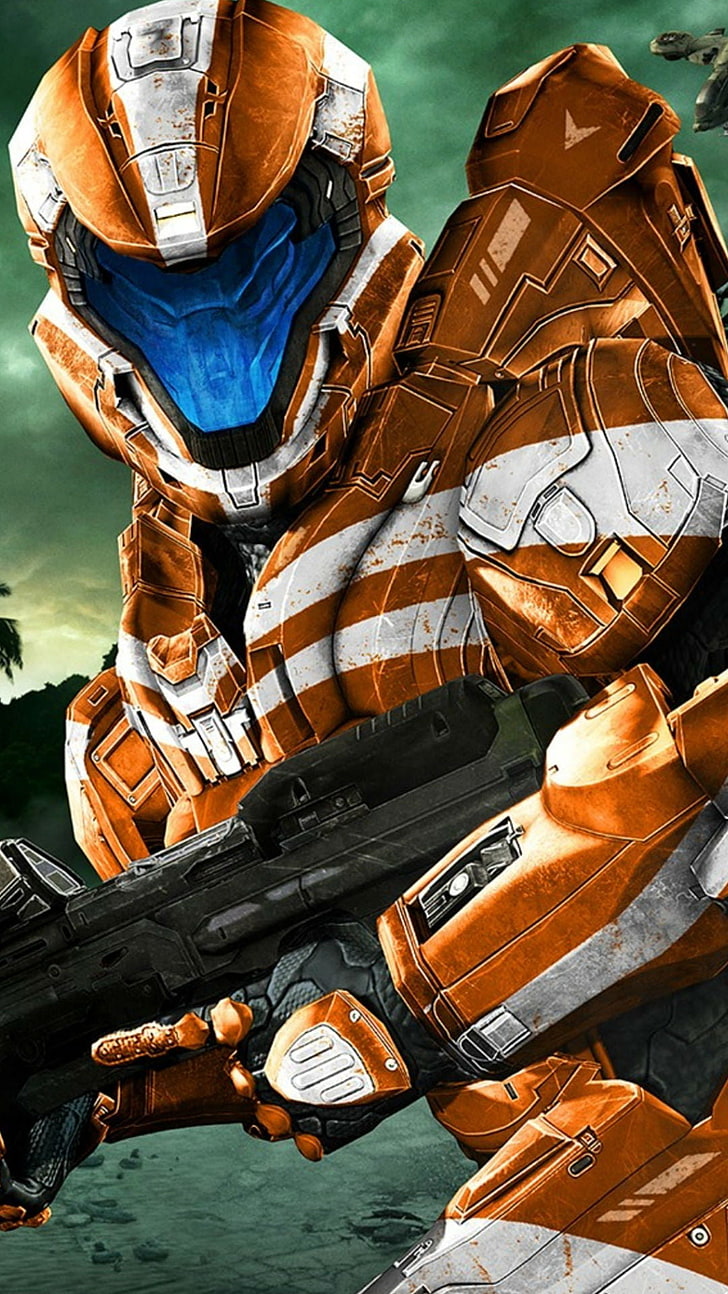 728x1294 HD wallpaper: Halo: Spartan Strike character holding rifle digital wallpaper
