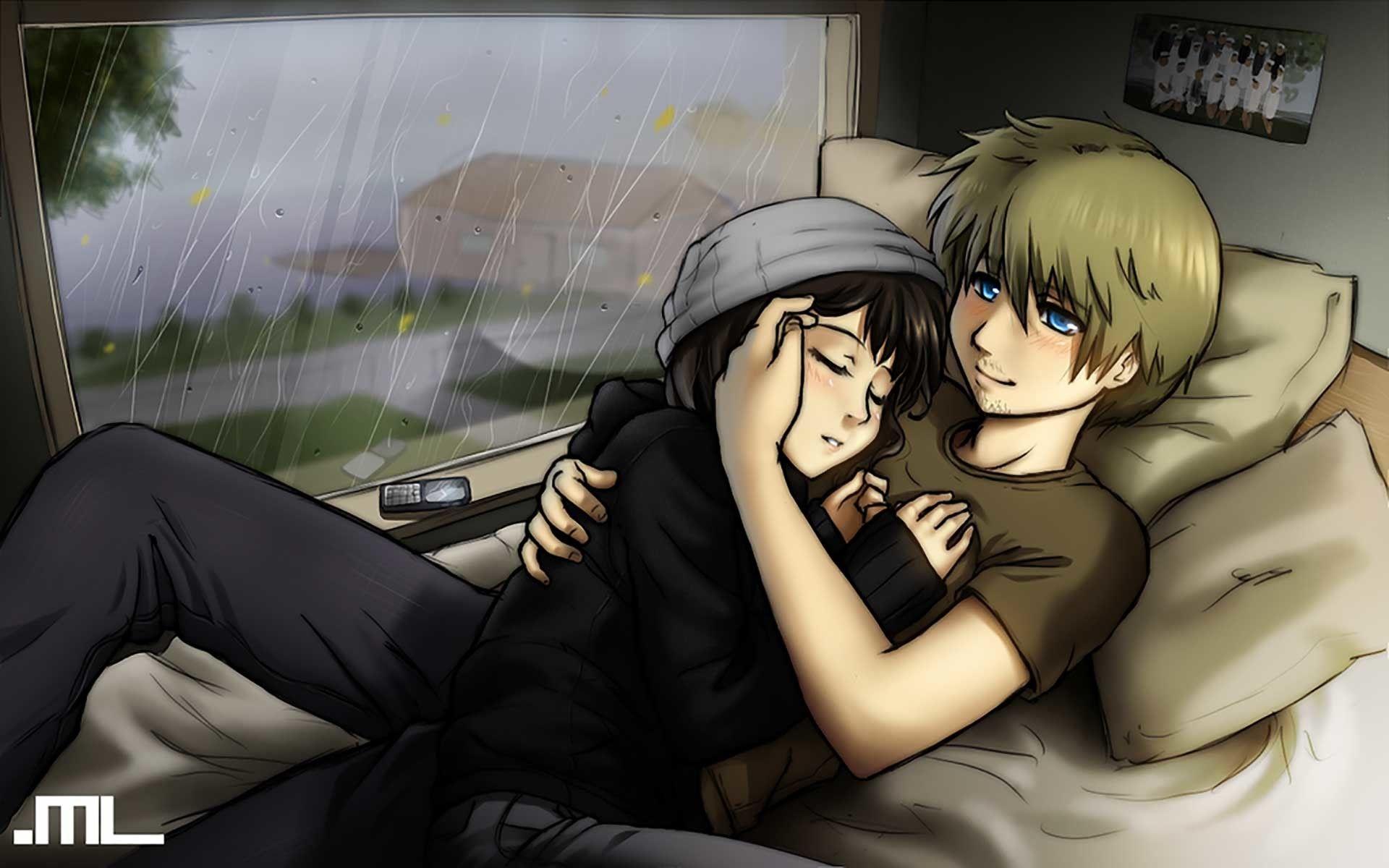 1920x1200 Cute Emo Anime Couples Wallpaper