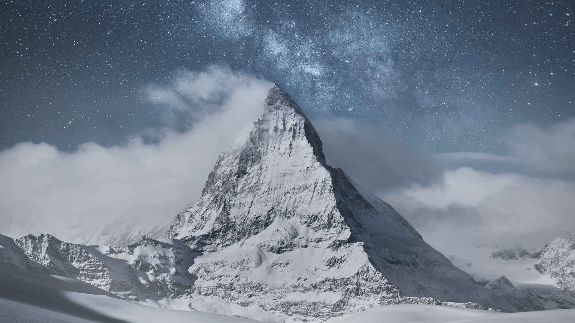 1920x1080 Matterhorn Majesty: 4K Ultra HD Swiss Mountain Under Starry Skyx2160