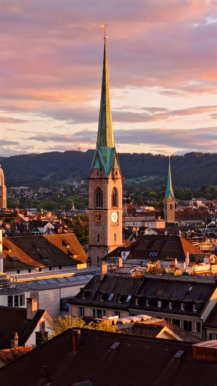 750x1334 Zurich switzerland roofs buildings sky iPhone 8 Wallpaper Free Download