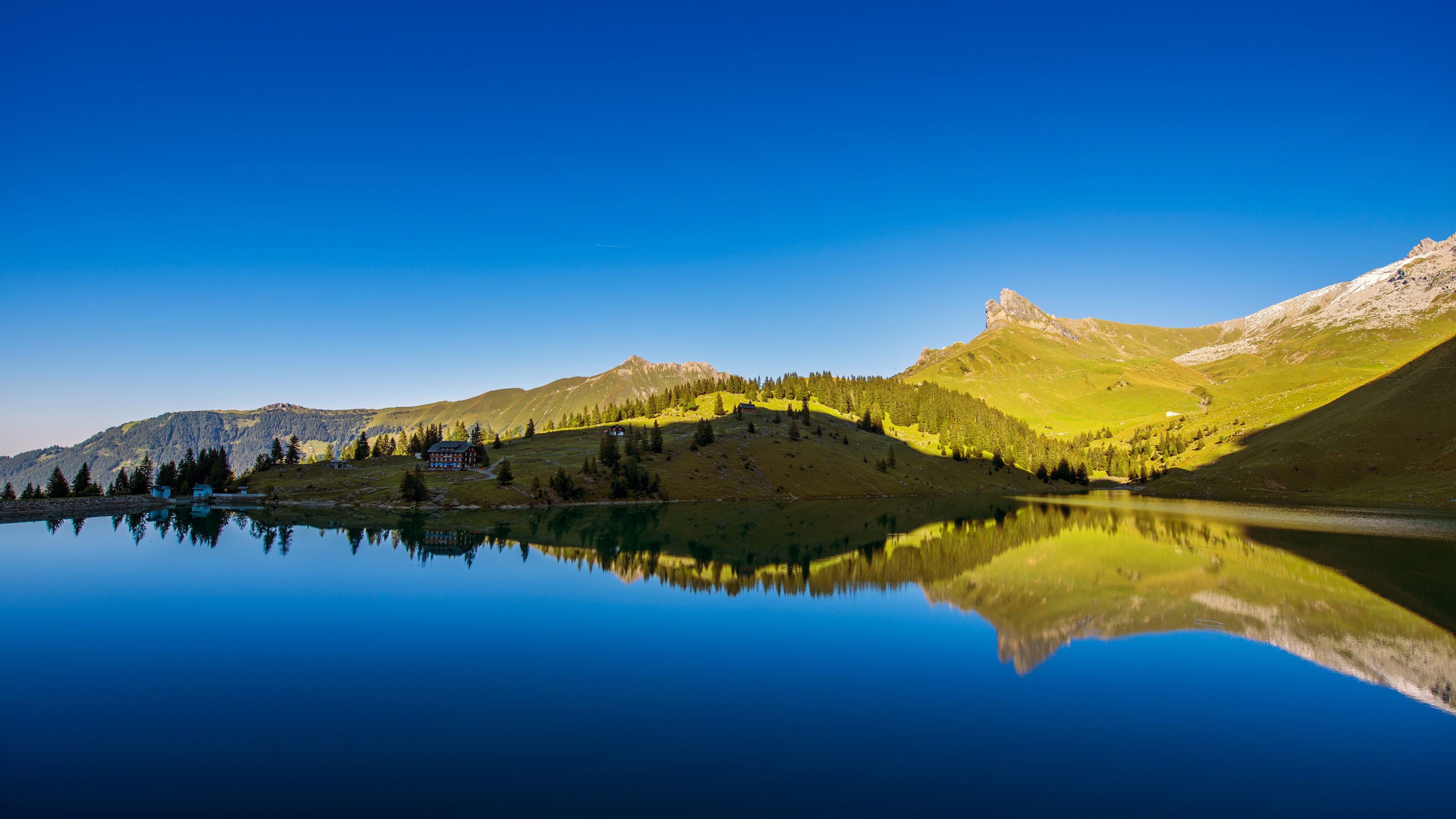 3840x2160 Lake Bannalpsee Wallpaper 4K, Mountain Lake Idyll, Switzerland