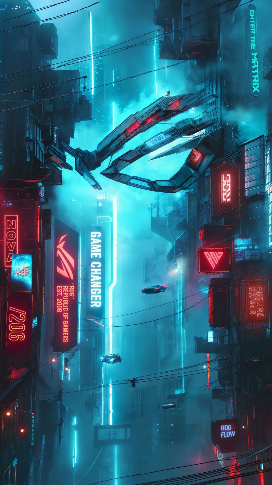 1080x1920 ASUS ROG Wallpaper 4K, Metropolis, Futuristic city