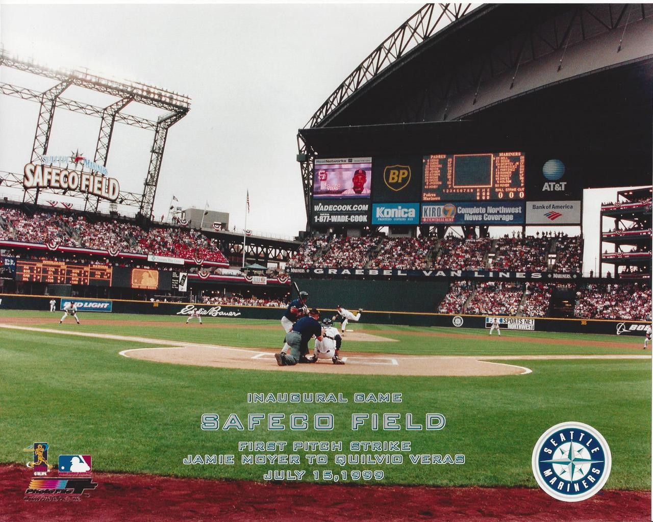 1280x1024 Seattle Mariners Safeco Field Inaugural Season First Pitch 8x10 Photo