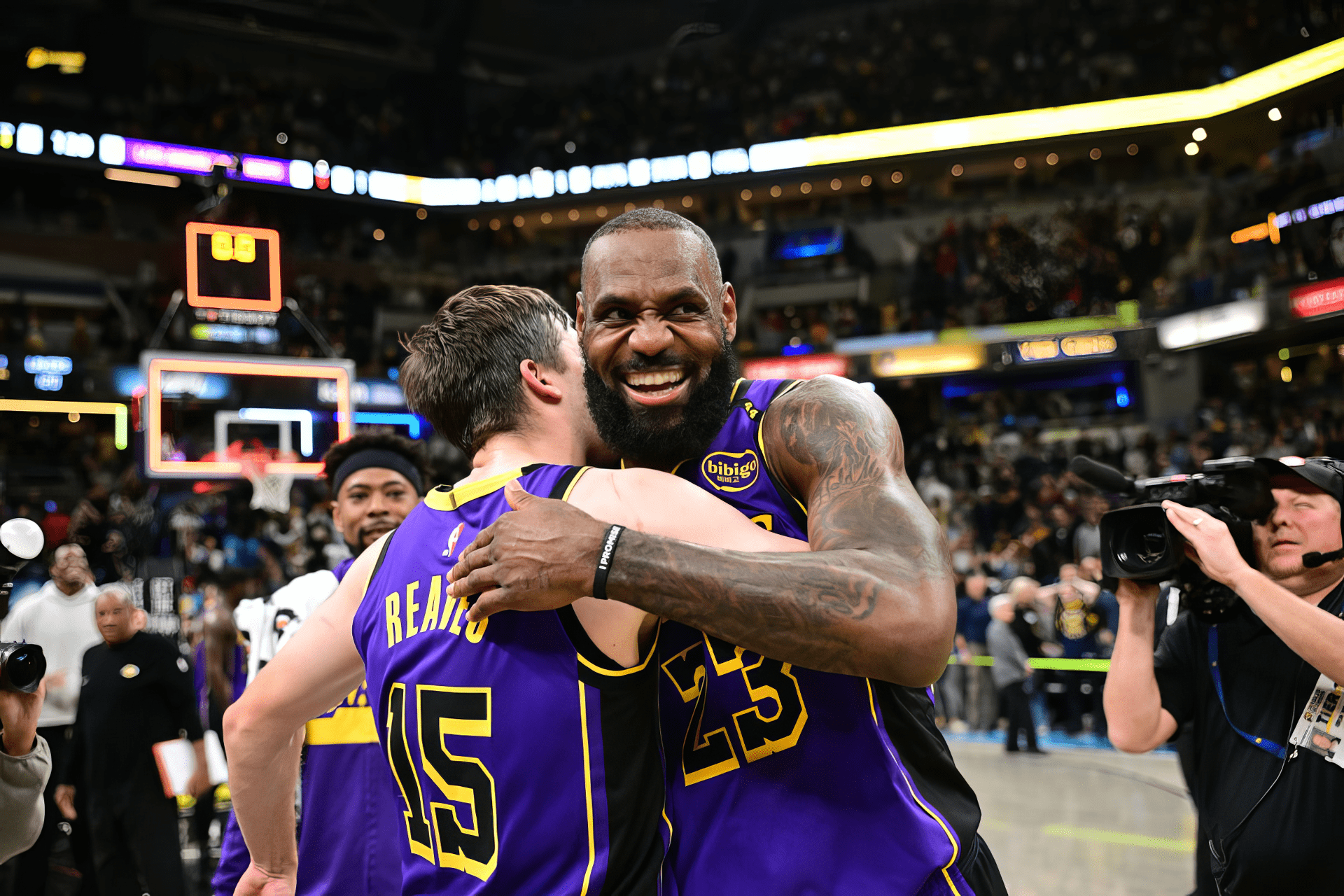 1920x1280 HD Wallpaper: LeBron James & Austin Reaves Celebrate Lakers' Victoryx1280