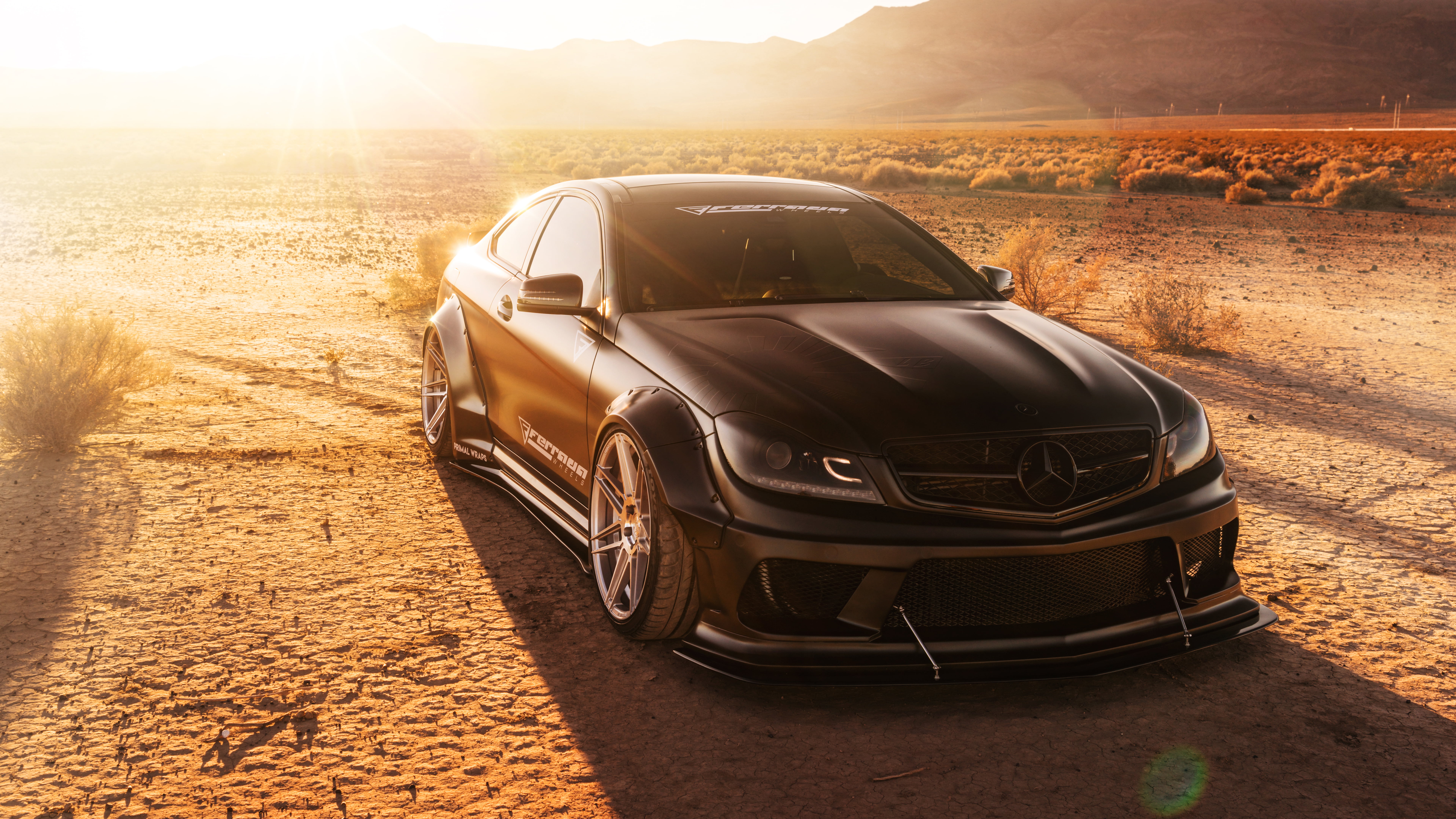 7680x4320 Black car, Mercedes Benz, Ferrada Wheels, 4K HD wallpaper