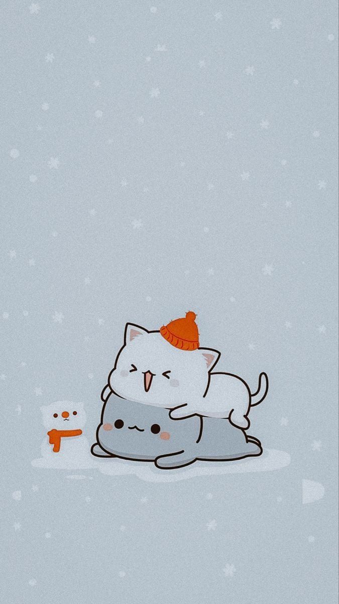 675x1200 Peach Mochi Cat Wallpaper