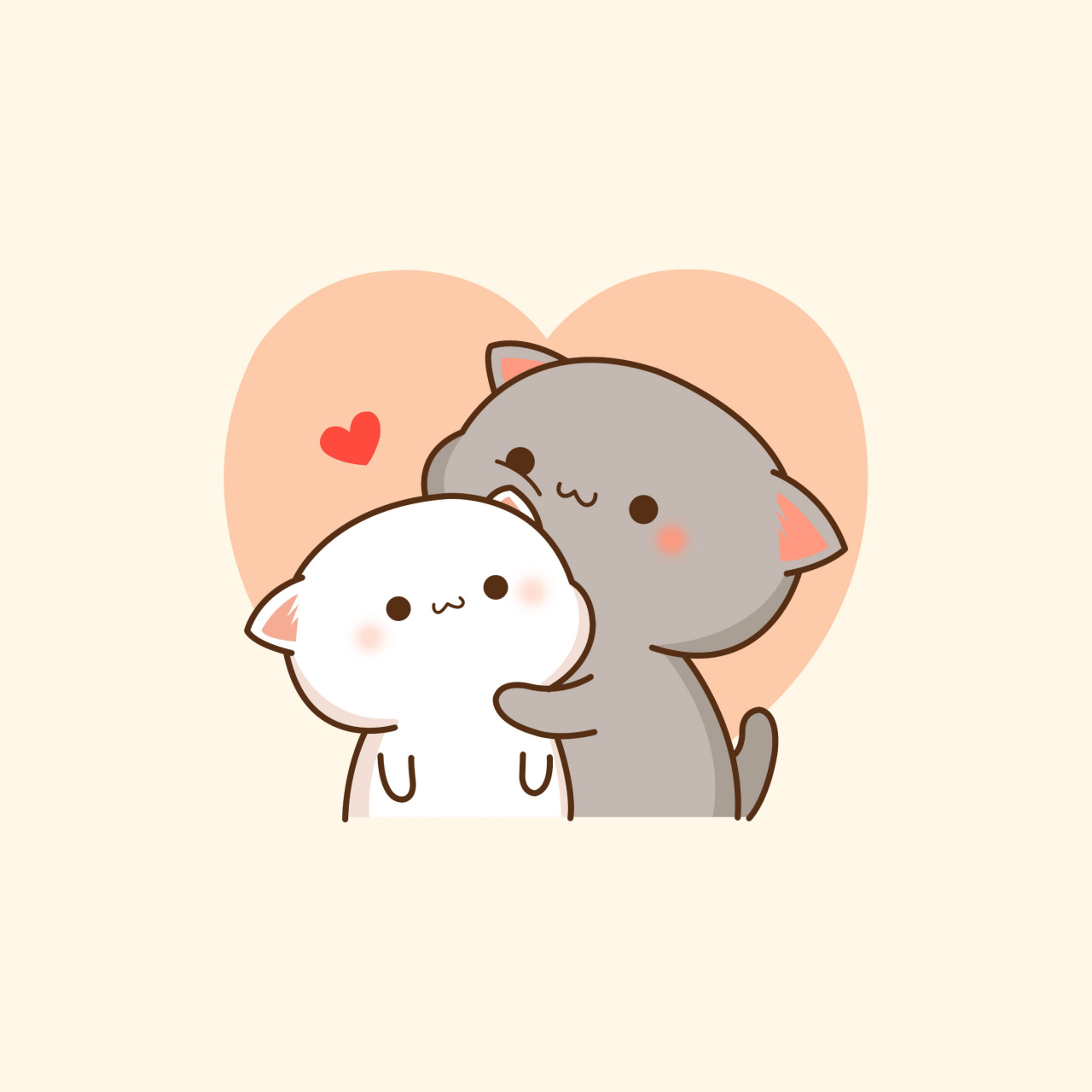 1280x1280 Peach cat Wallpaper 4K, Goma cat, Kitty couple
