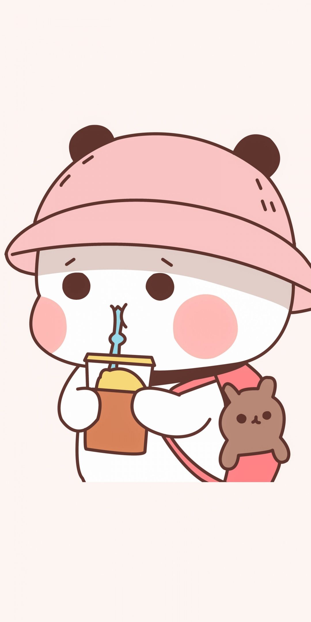 1080x2160 Peach cat Wallpaper 4K, Kawaii cat, 5K, Adorable, Cartoon