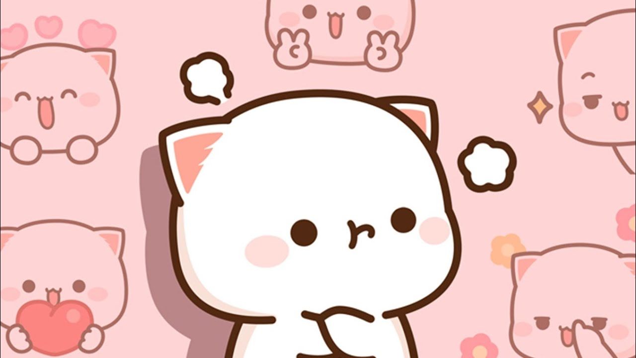 1280x720 Peach Cat mini emoji series by Bu Jue Xiao Xiao