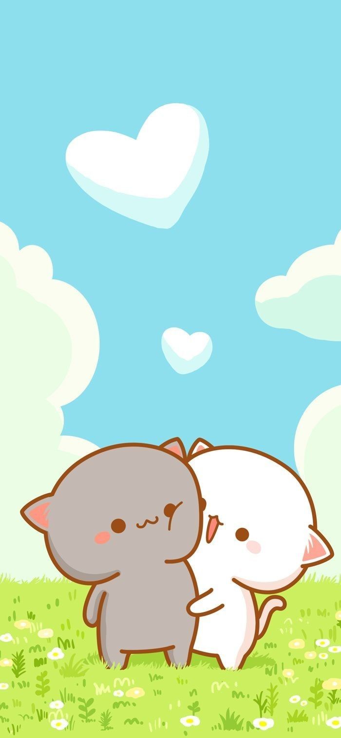 700x1516 Peach and goma wallpaper. Peach goma wallpaper hd, Mochi cat wallpaper, Cute cartoon wallpaper