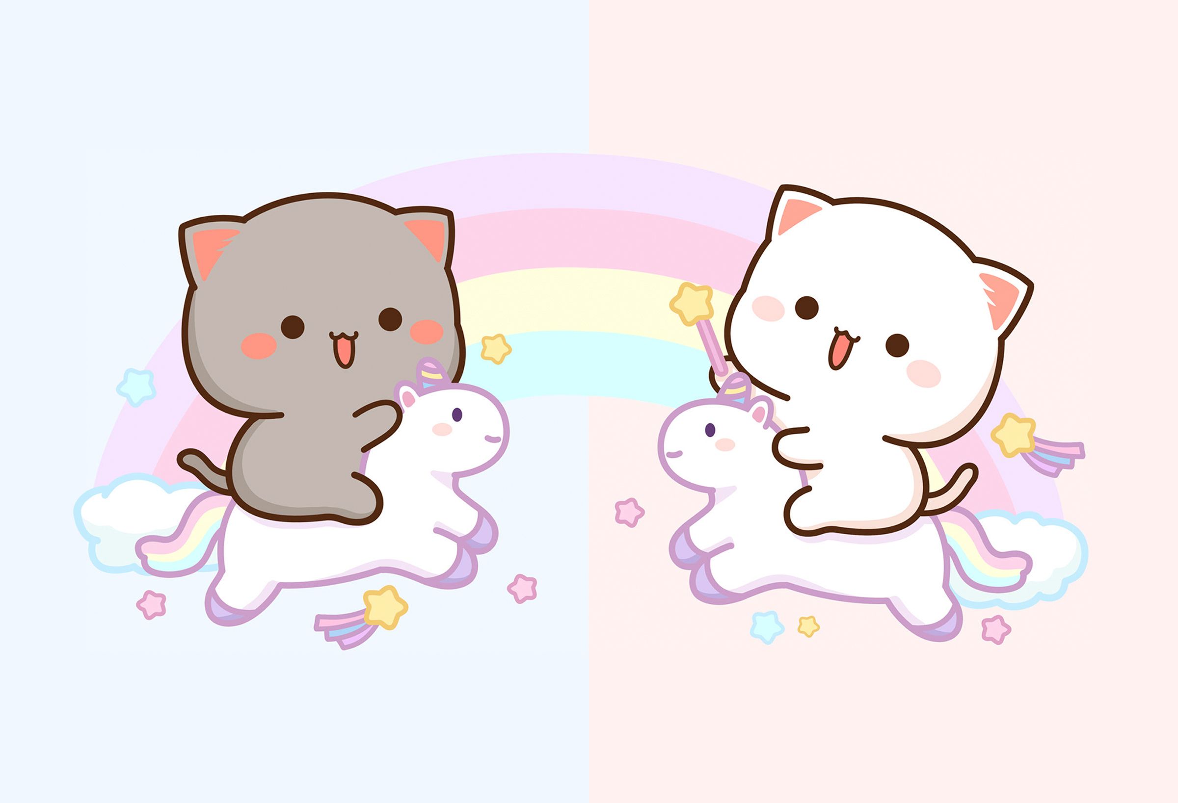 2400x1637 Peach & Goma Rainbow Unicorn Desktop + Mobile Wallpaper