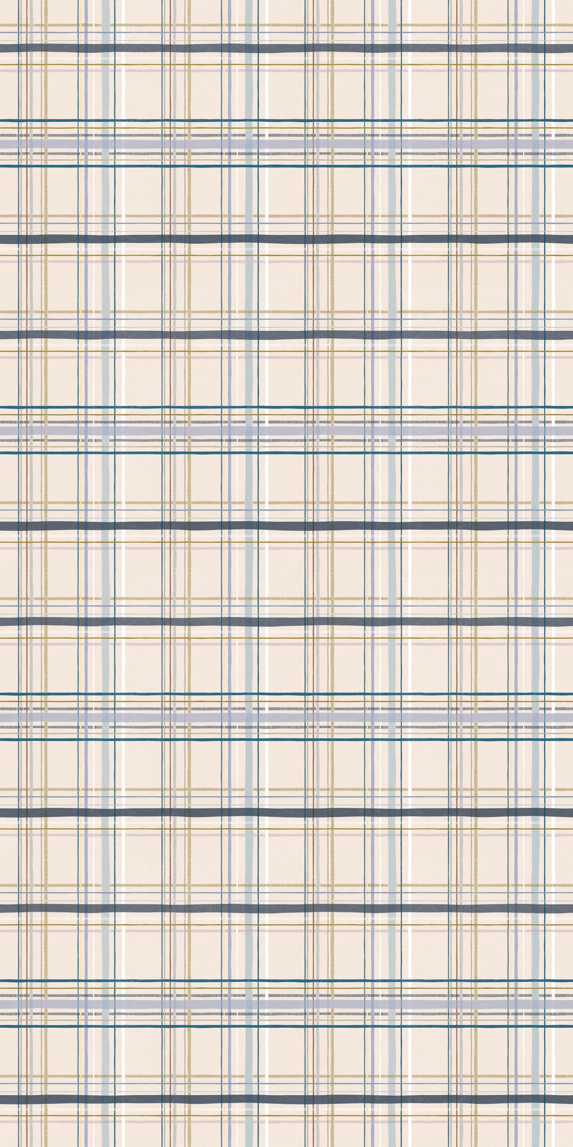 1946x3892 Vintage Plaid Wallpaper Faux Grasscloth / 2 x 8 ft / Bluebonnet
