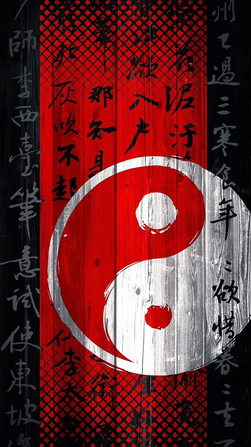 800x1422 Zen, kanji, red, ying yang, HD phone wallpaper