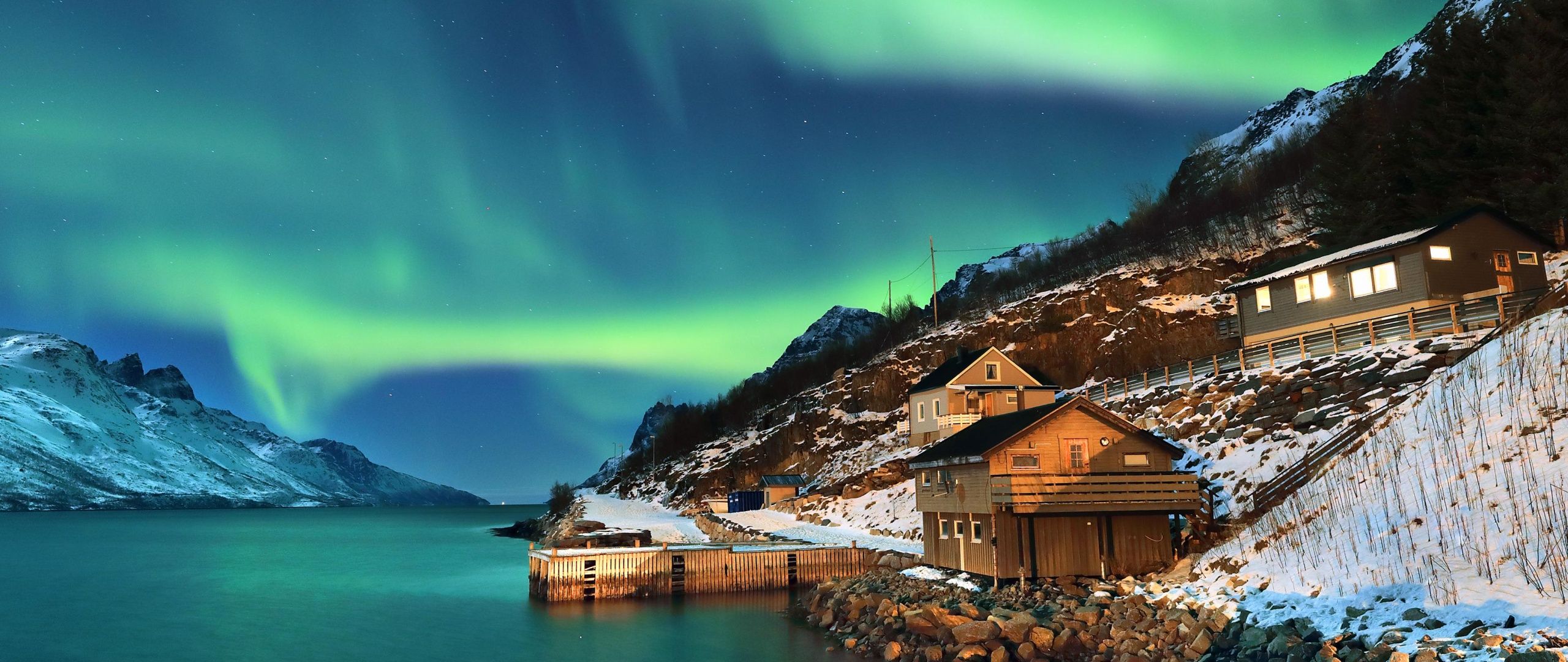 2560x1080 Northern Lights Wallpaper 4K, Scenery, Aurora Borealis, Norway