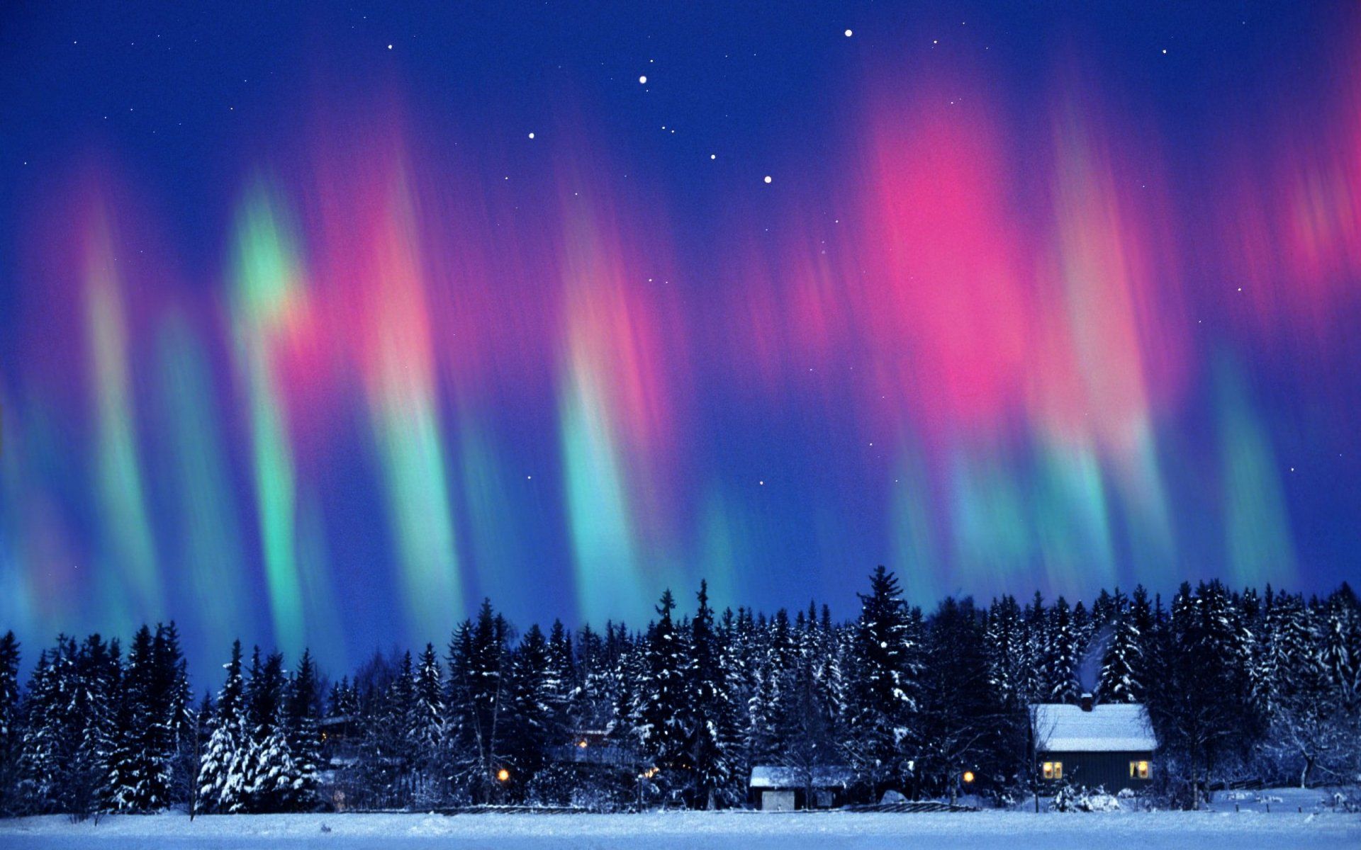 1920x1200 Aurora Borealis Over Snowy Norway: Winter Night HD Wallpaperx1200