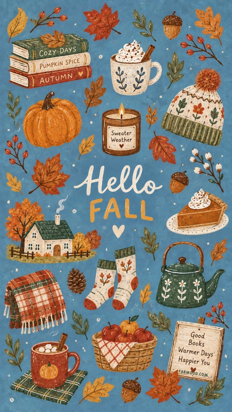 750x1333 Aesthetic Fall Wallpaper for iPhone & Android : Blue Background