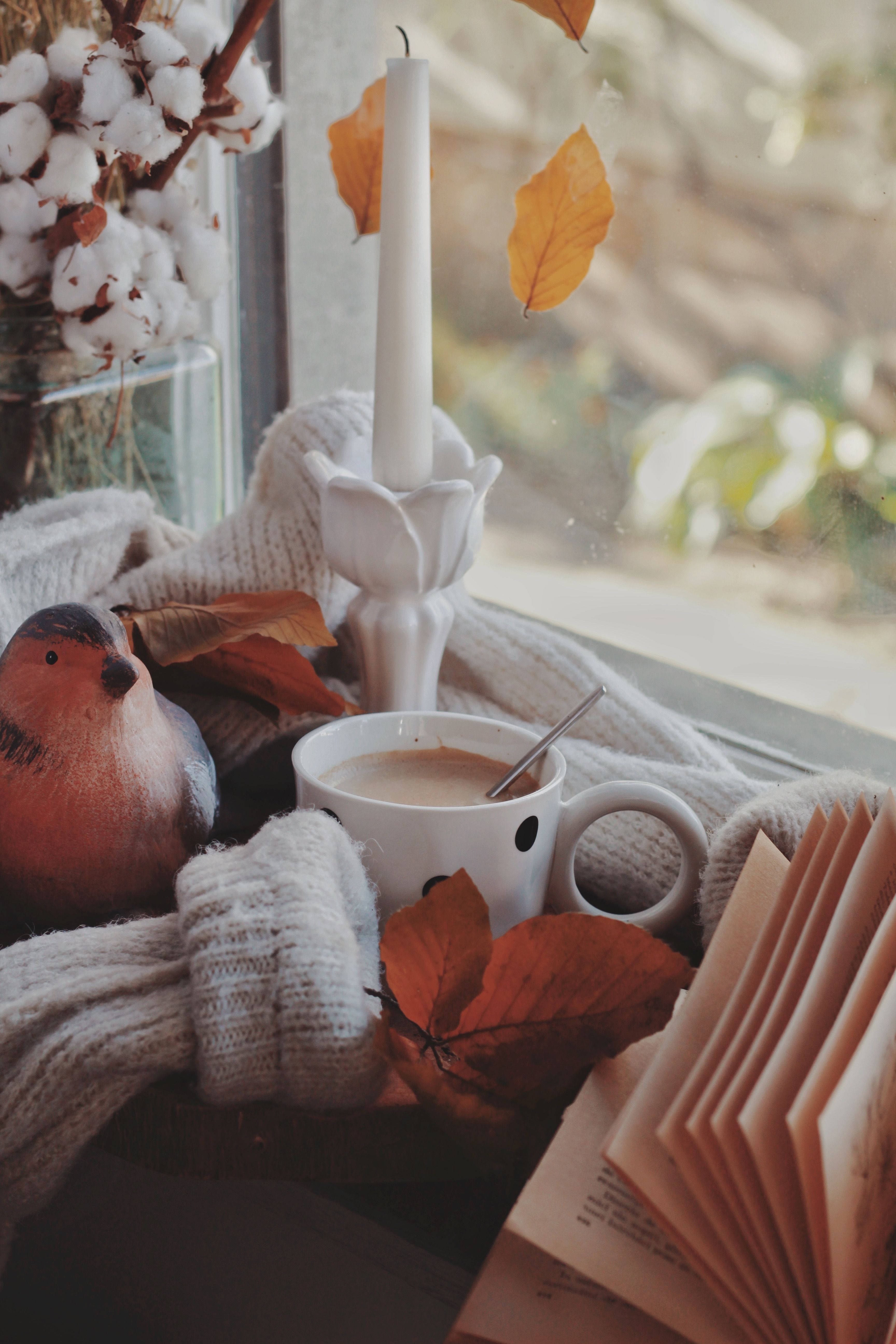 3456x5184 Cozy Autumn Setting with Coffee and Candlelight · Free