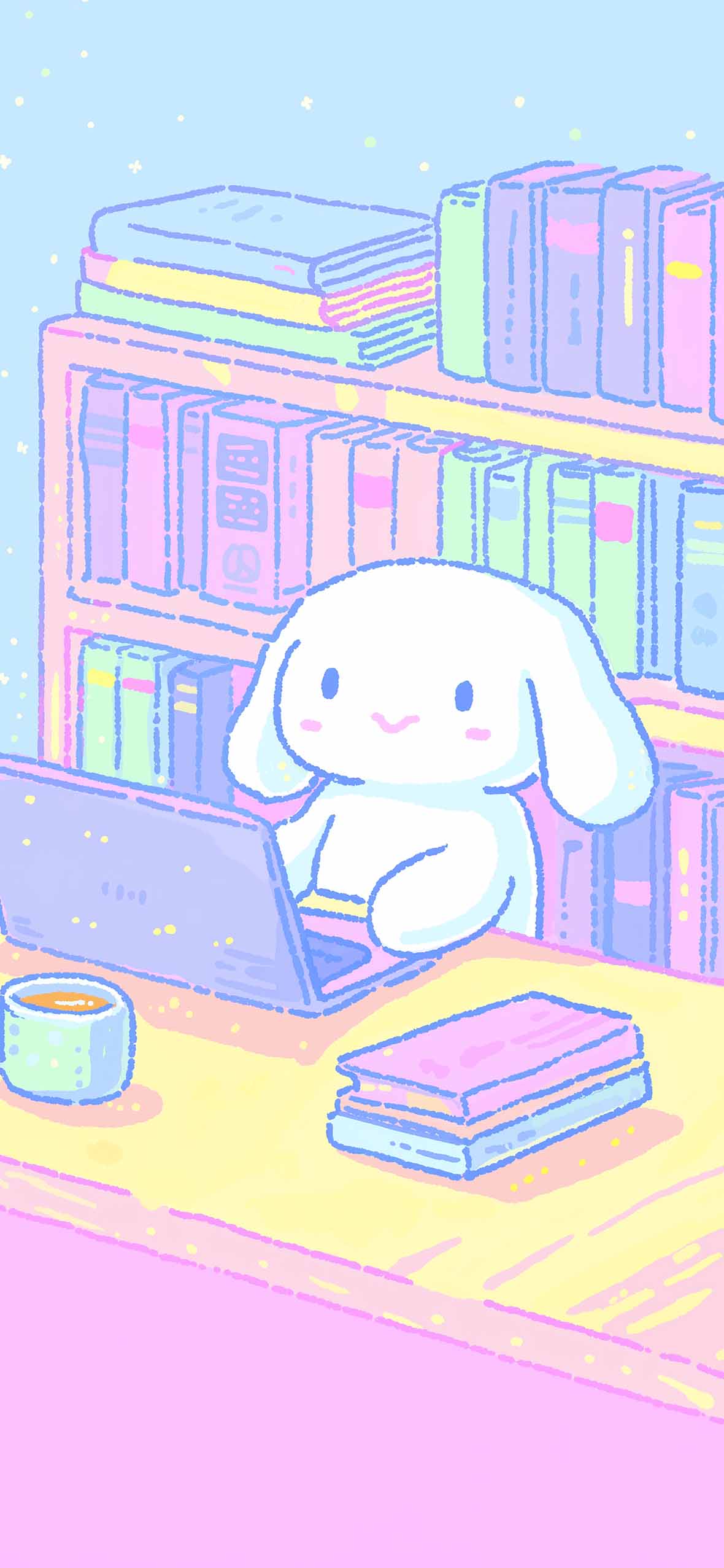 1180x2554 Cinnamoroll Cozy Study Aesthetic Pastel Wallpaper