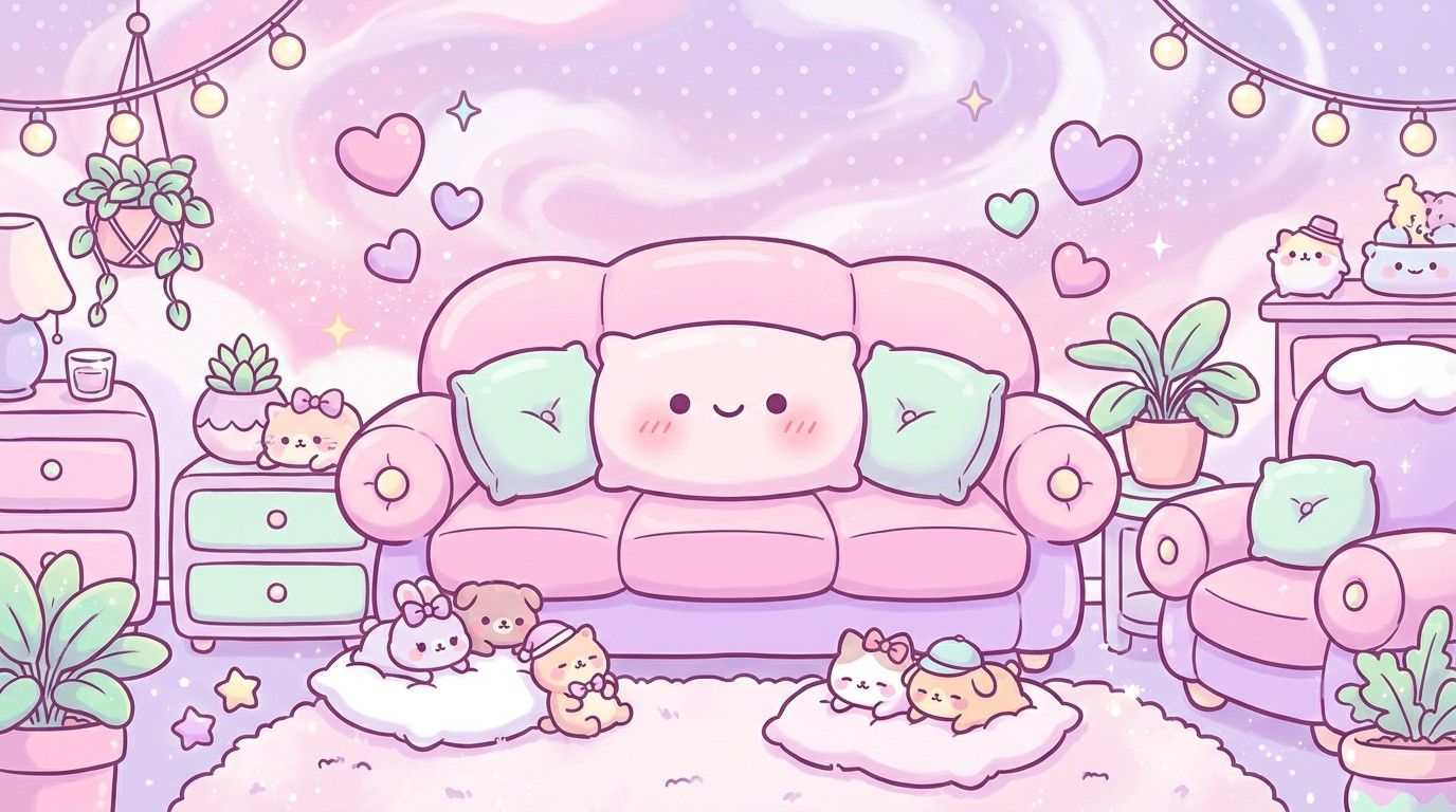 1376x768 Download Cozy Kawaii Dreams Image, Illustration, Cute