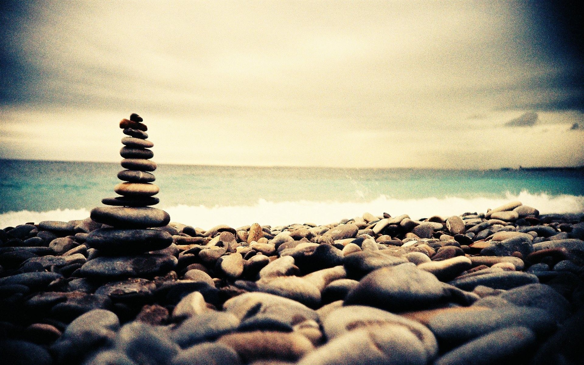 1920x1200 stones, Lomo, Style, Beaches Wallpaper HD / Desktop and Mobile Background